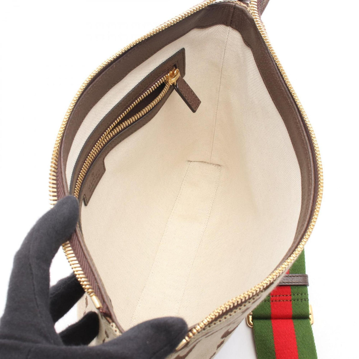 Gucci Beige Brown Canvas Leather Handbag Messenger Bag Shoulder Bag (Pre-Owned)