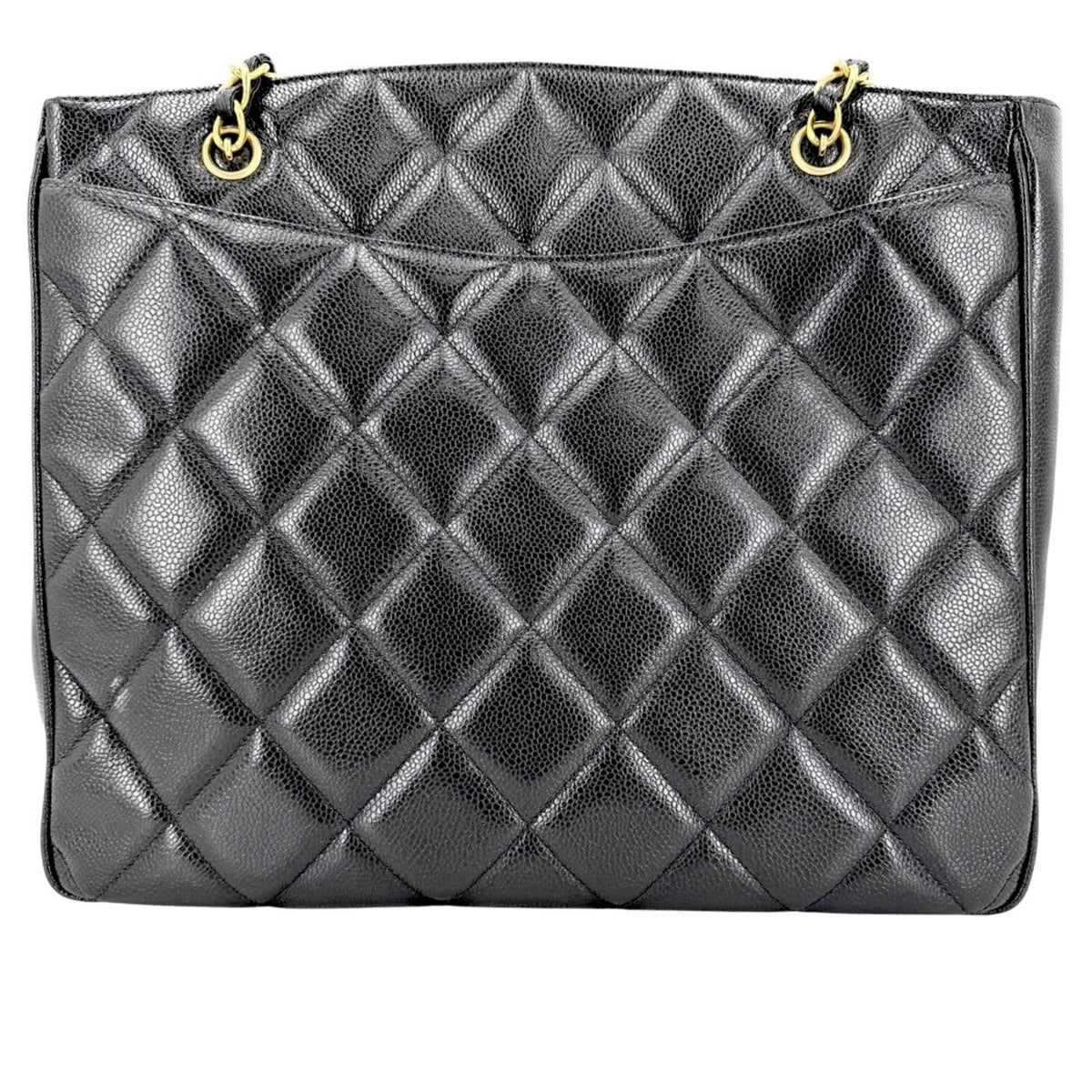 Chanel Matelasse Black Grained Calfskin Handbag (Pre-Owned)