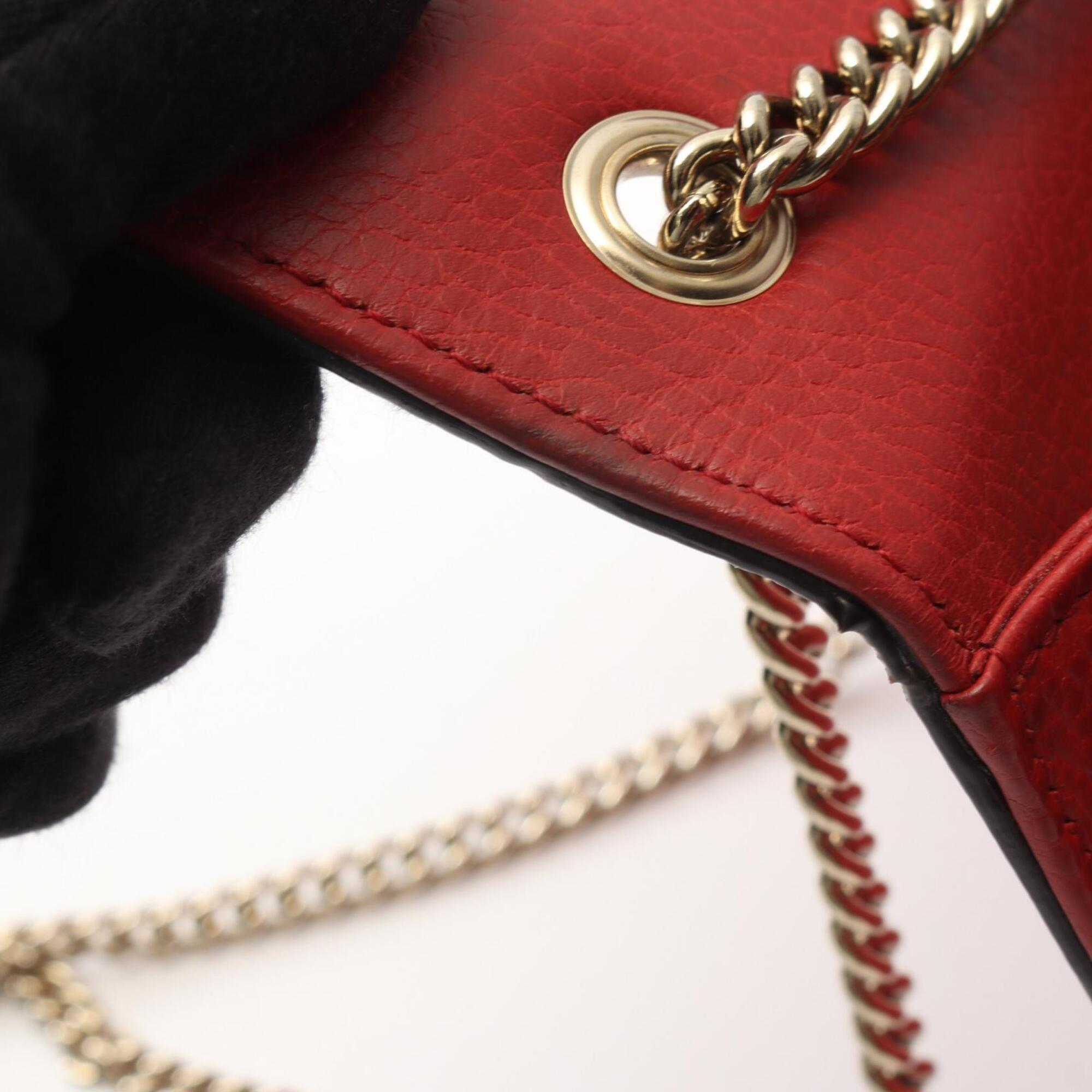 Gucci Red Color Leather Handbag Shoulder Bag (Pre-Owned)