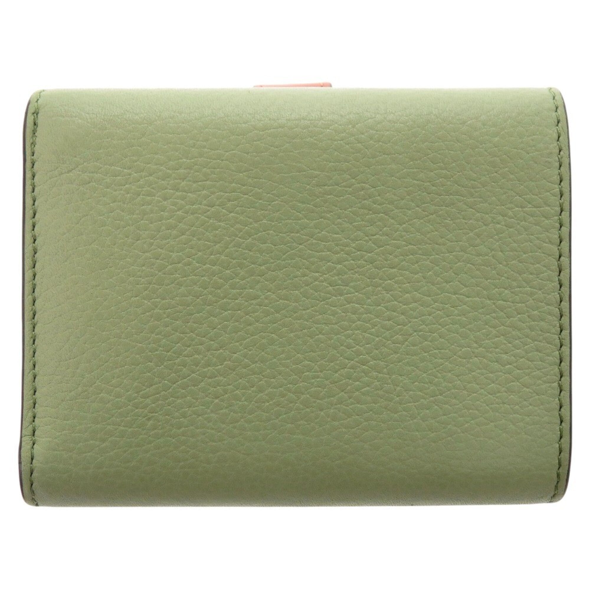 Loewe Brown Green Leather Wallet (Tri-Fold) (Pre-Owned)