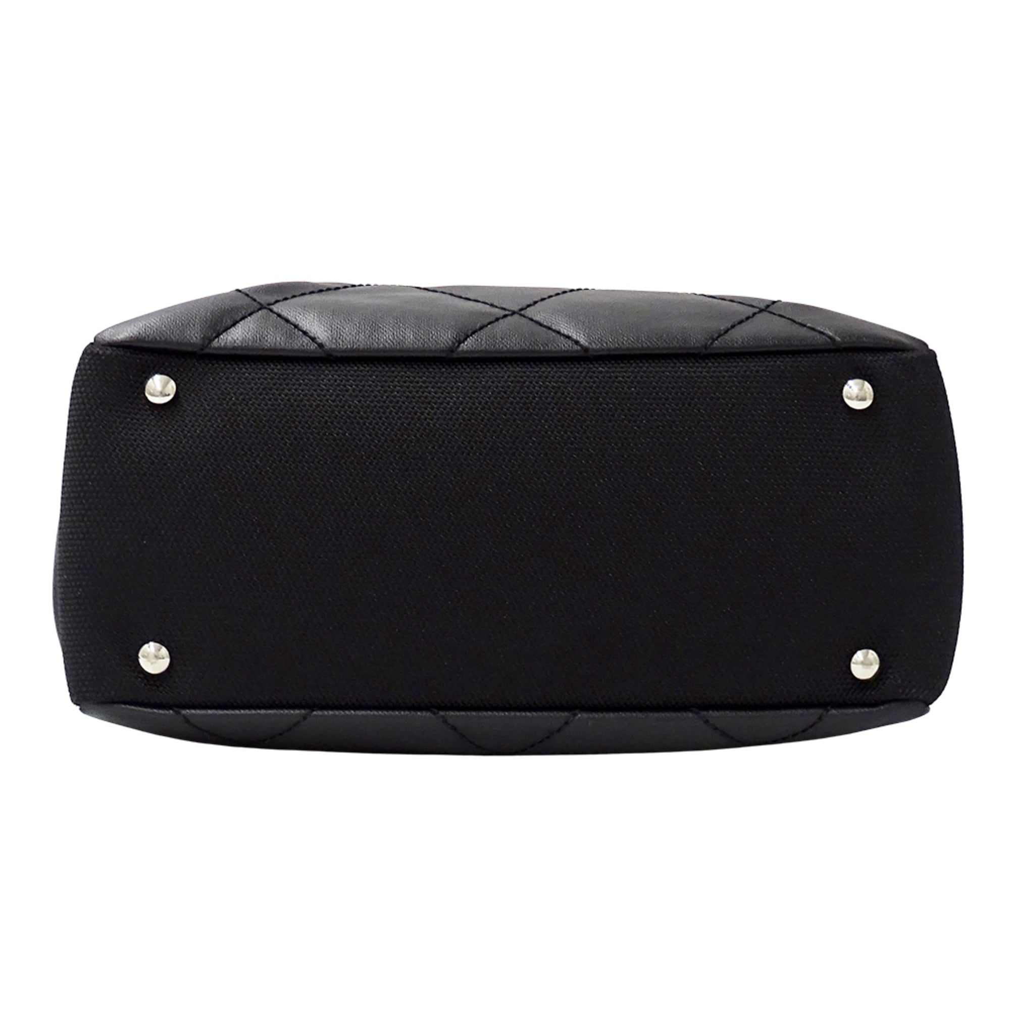 Chanel Black Coated Canvas Handbag Tote Bag (Pre-Owned)