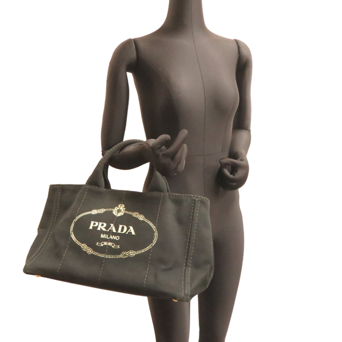 Prada Black Canvas Tote Bag (Pre-Owned)