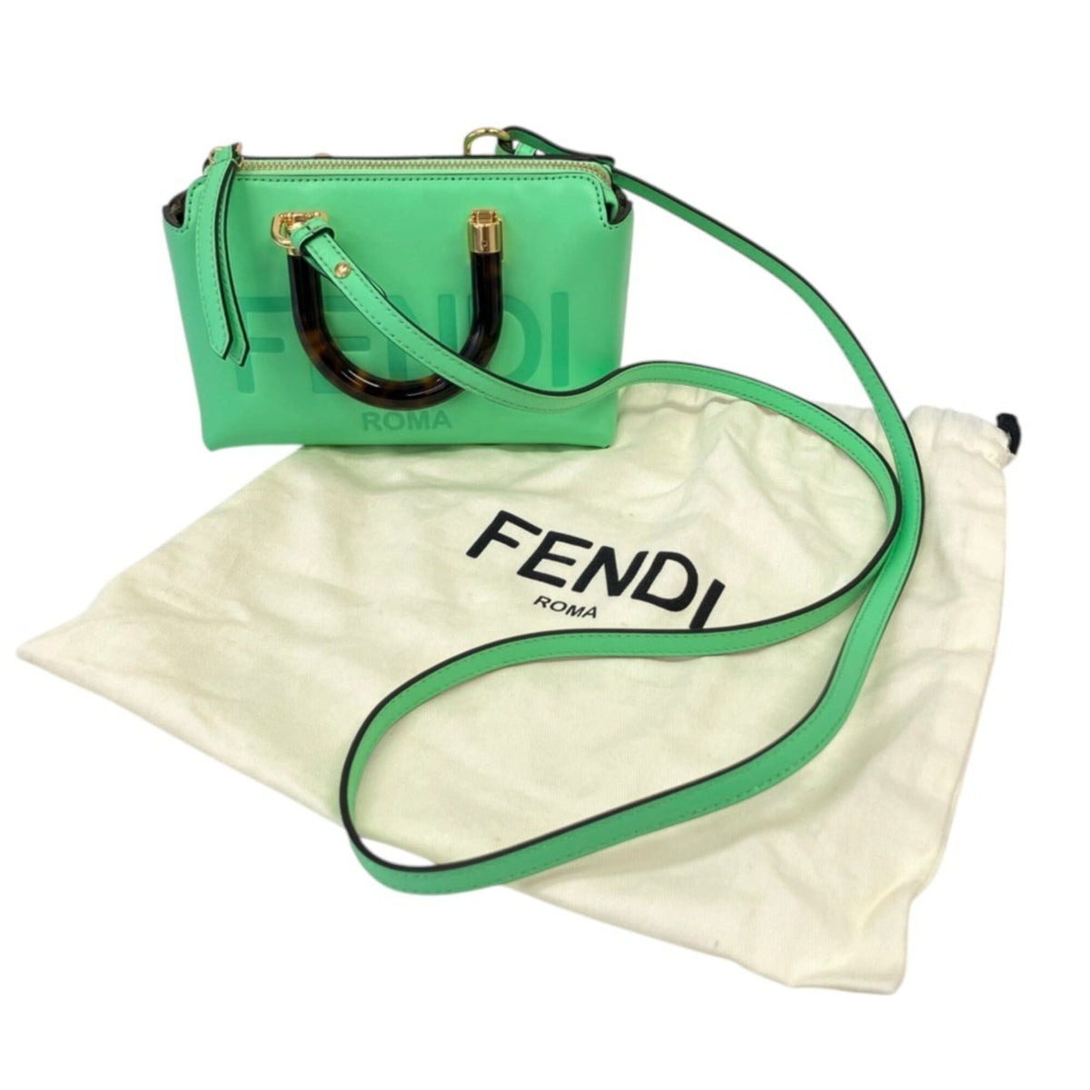 Fendi Light Green Leather Shoulder Bag (Pre-Owned)