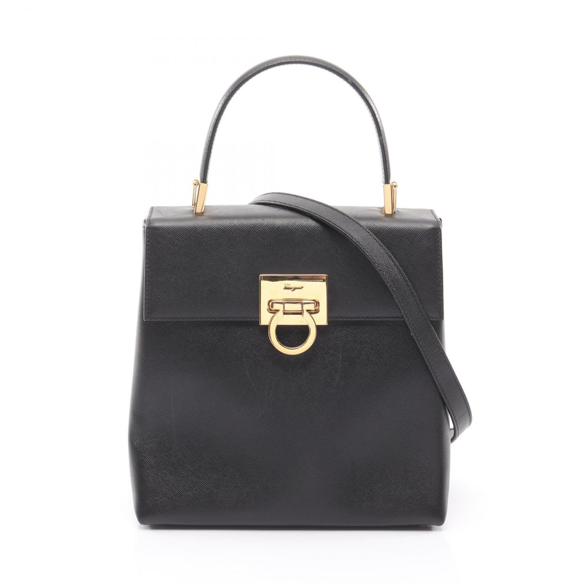 Salvatore Ferragamo Black Leather Handbag (Pre-Owned)