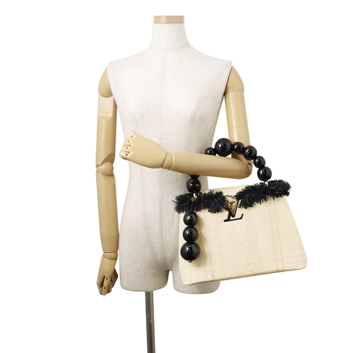 Louis Vuitton Natural Noir Raffia Handbag (Pre-Owned)