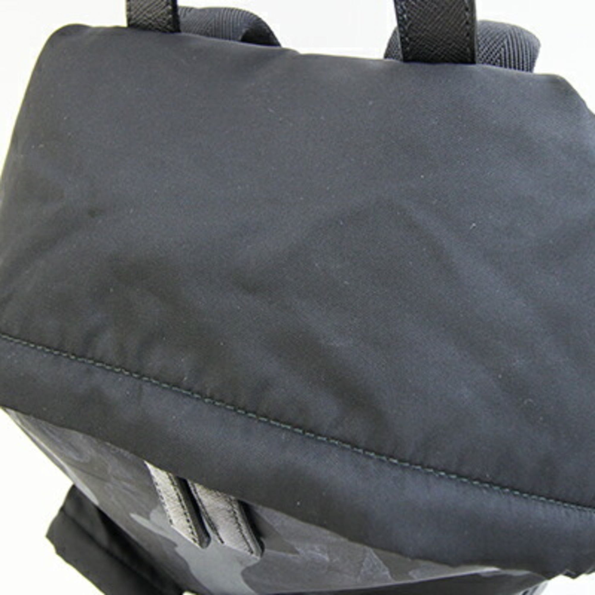 Prada Black Gray Navy Nylon Leather Backpack (Pre-Owned)