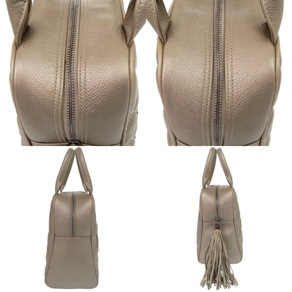 Chanel Champagne Grained Calfskin Handbag (Pre-Owned)