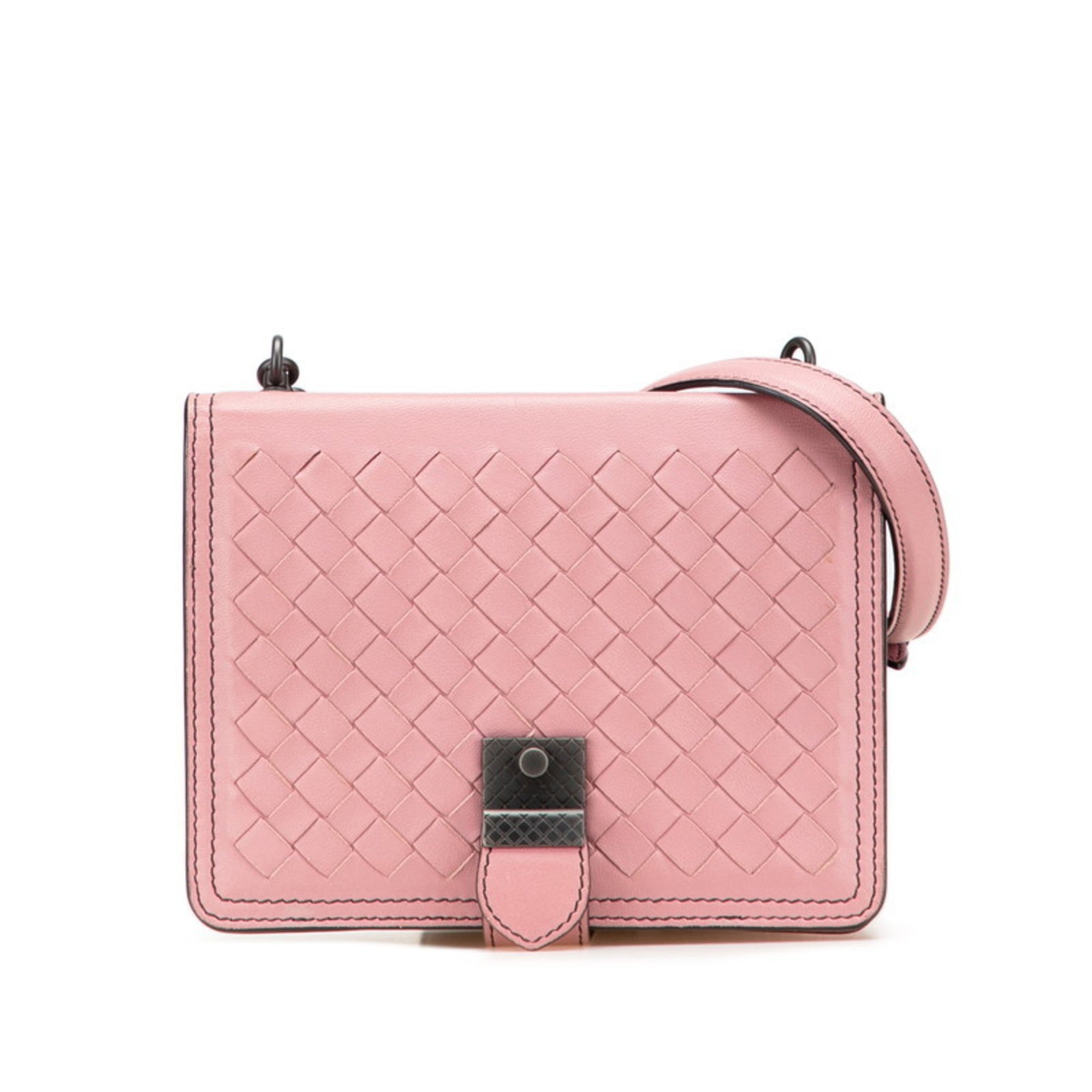 Bottega Veneta Intrecciato Pink Leather Shoulder Bag (Pre-Owned)