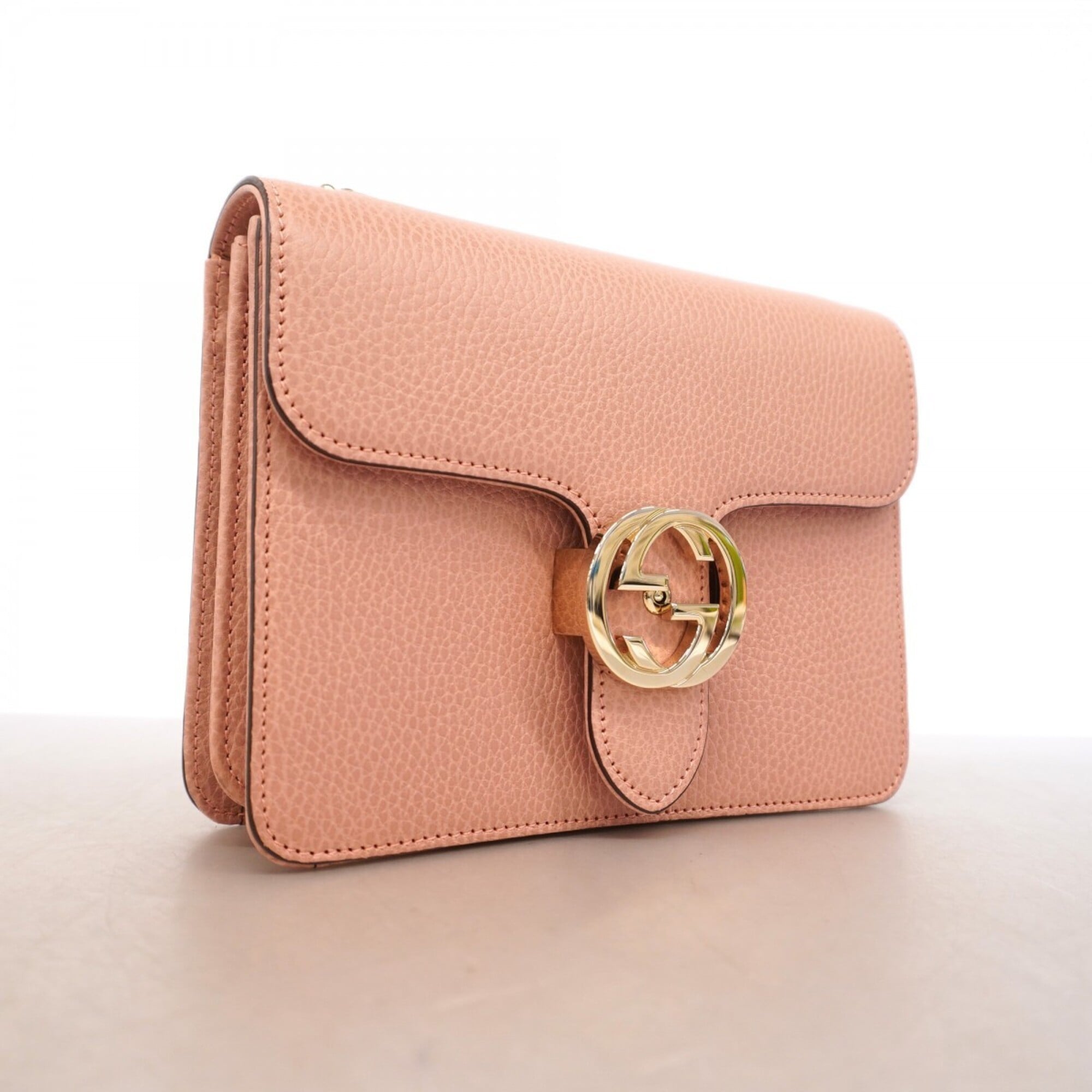 Gucci Pink Leather Shoulder Bag (Pre-Owned)