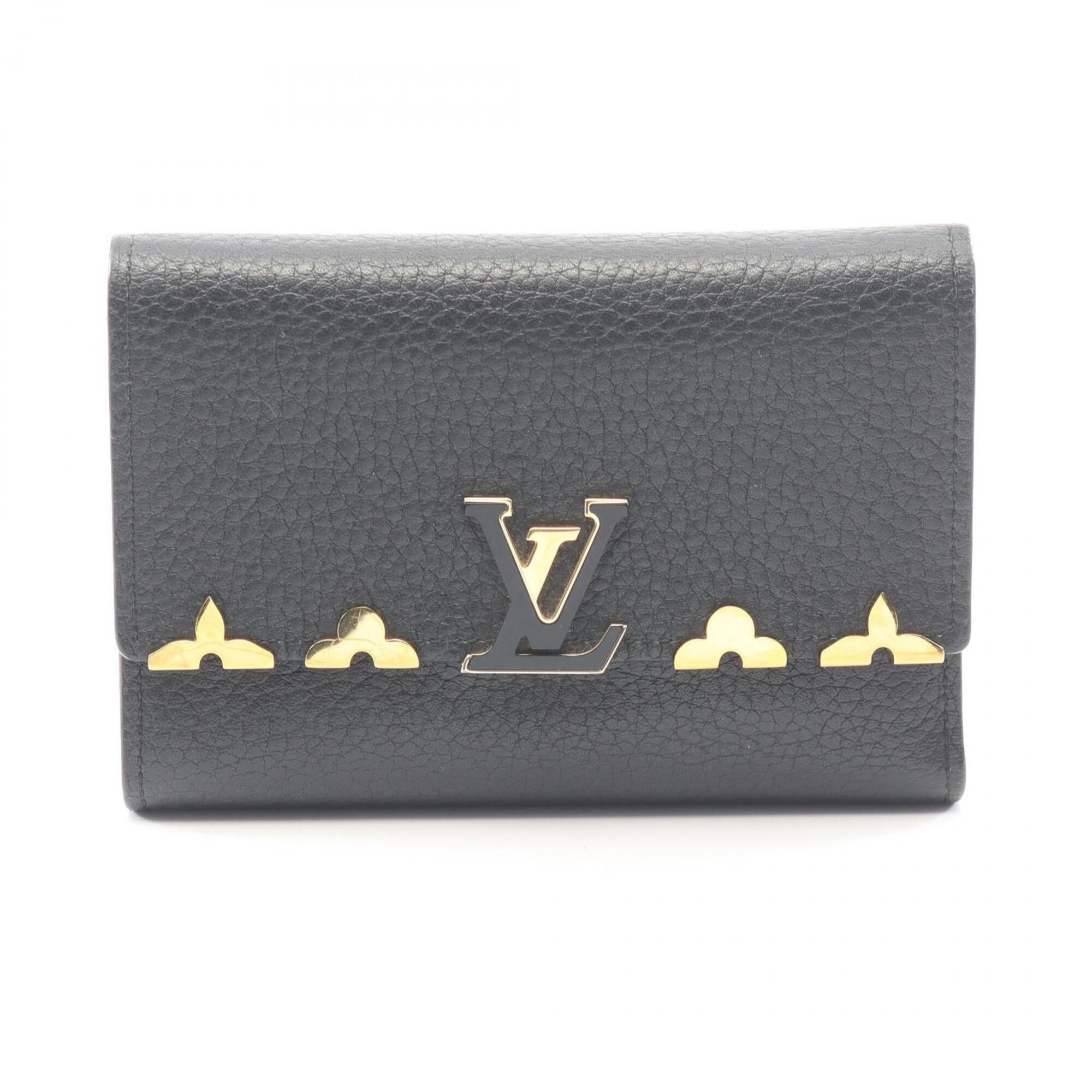 Louis Vuitton Black Leather Wallet (Tri-Fold) (Pre-Owned)