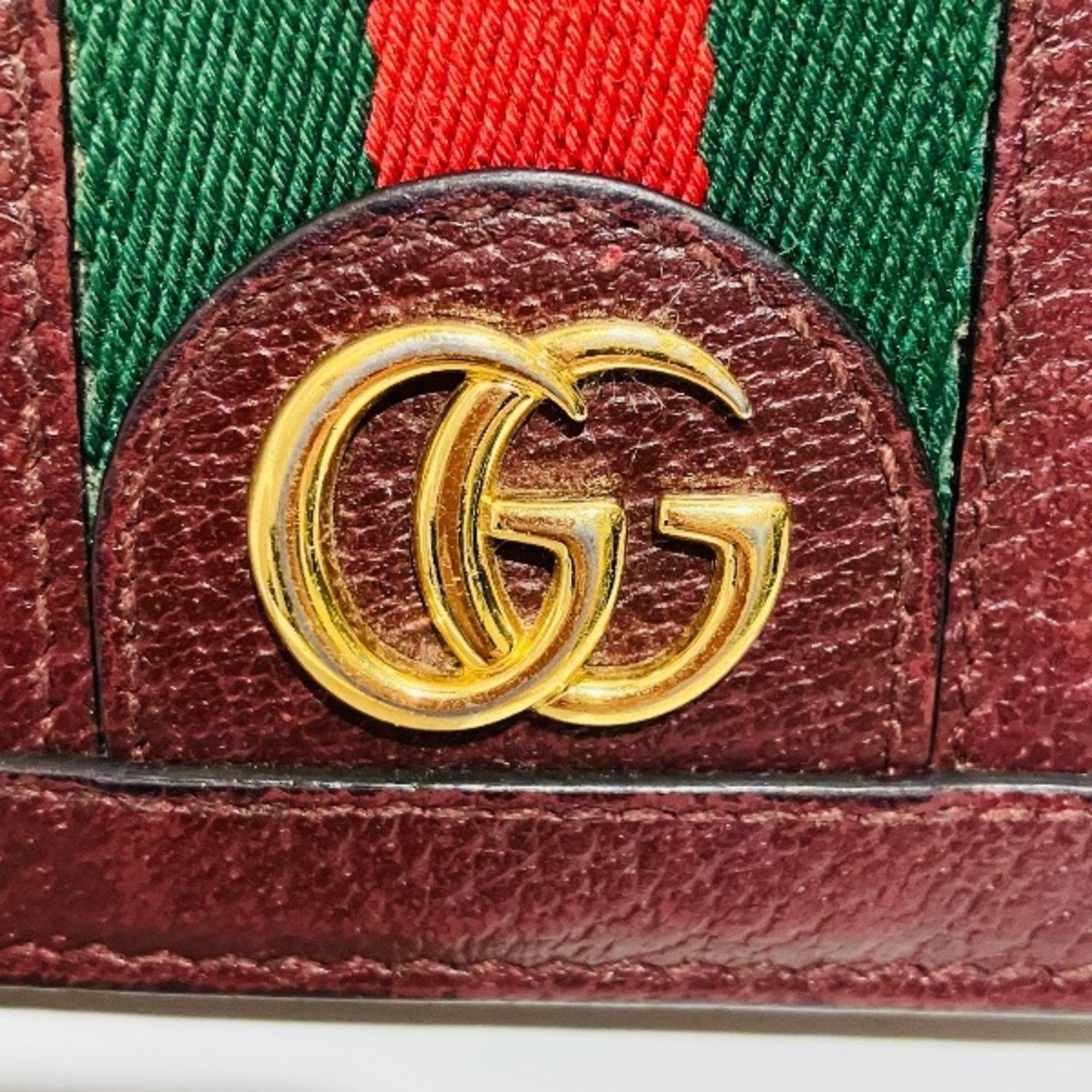 Gucci Gg Supreme Bordeaux Gg Supreme Leather Wallet (Bi-Fold) (Pre-Owned)