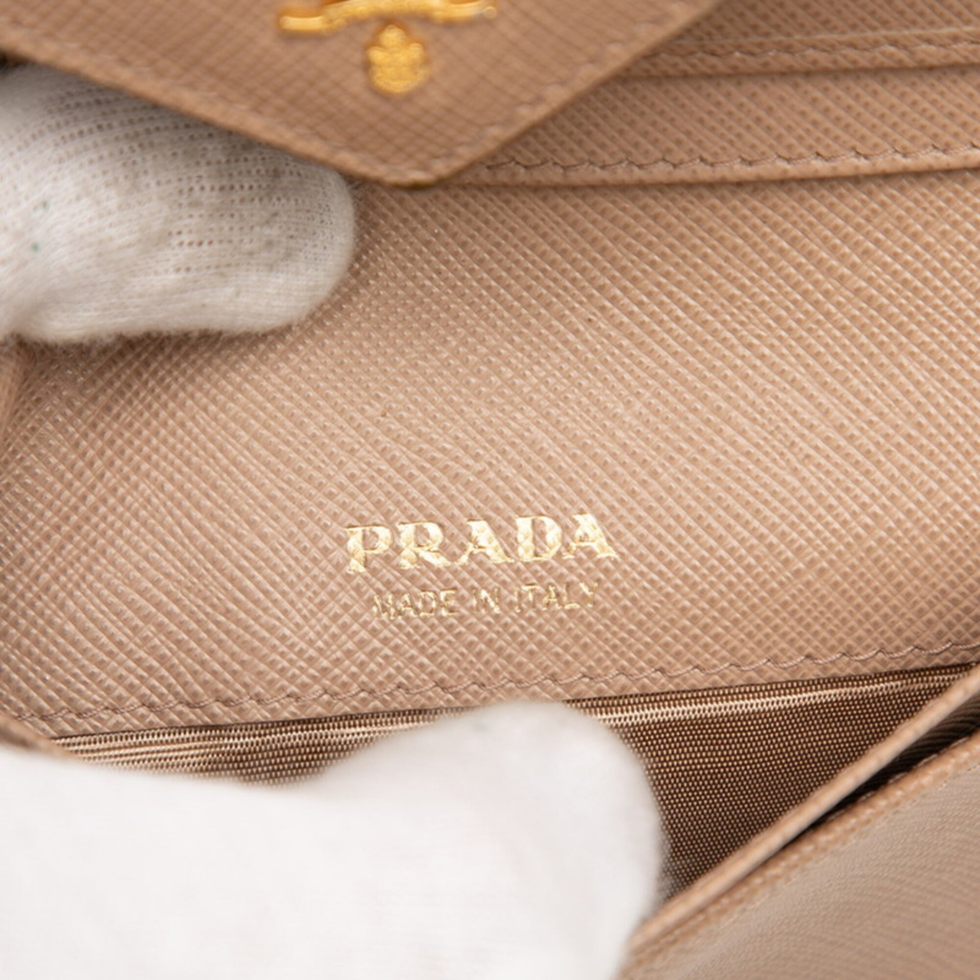Prada Beige Leather Wallet (Tri-Fold) (Pre-Owned)