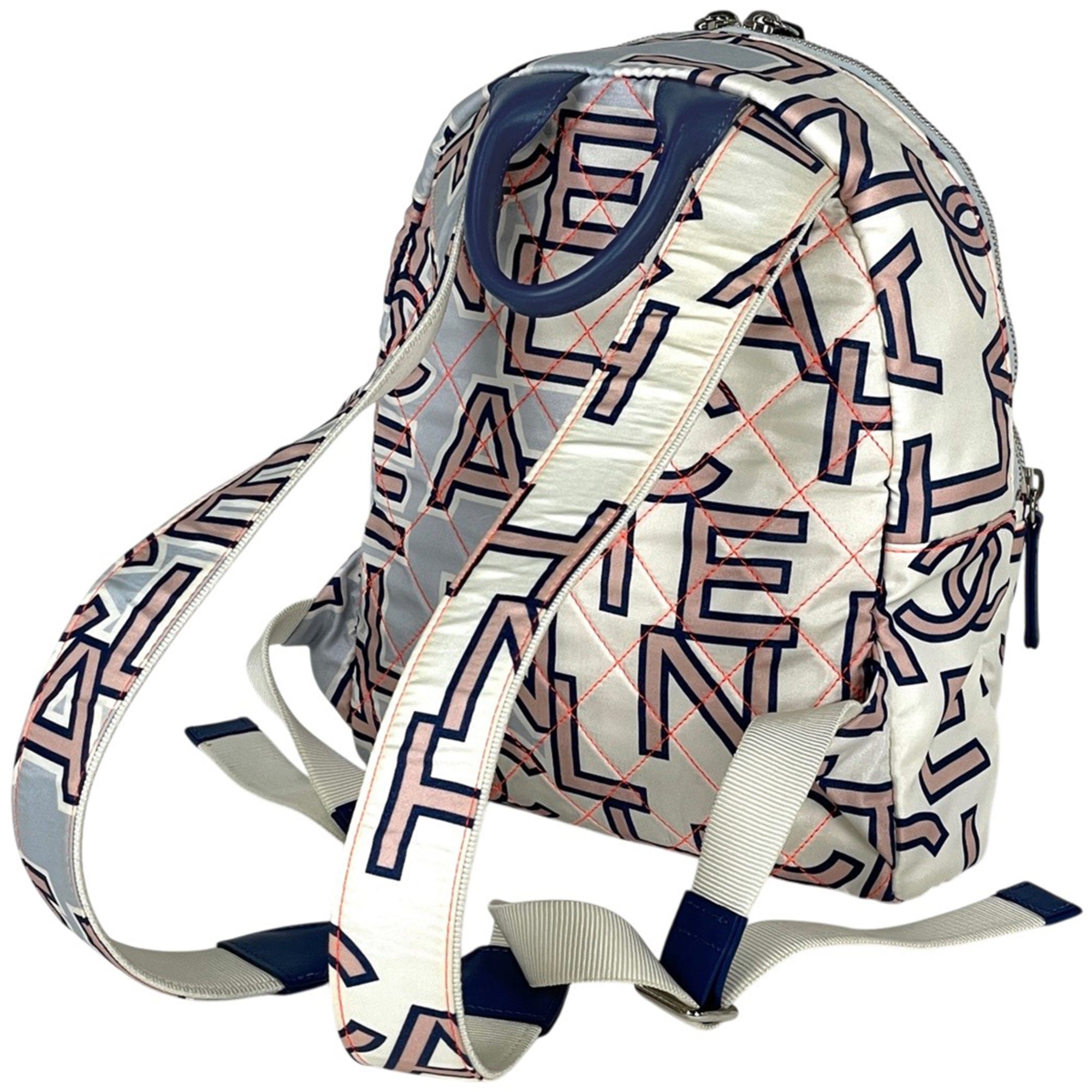 Chanel Matelasse Blue Nylon Leather Backpack (Pre-Owned)