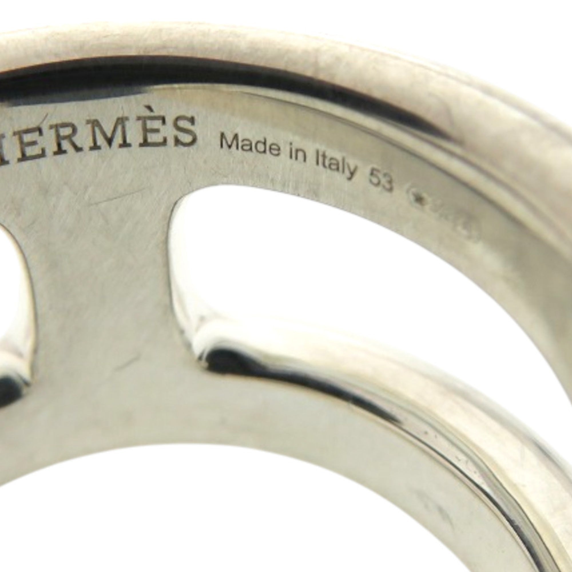 Hermes Silver Silver 925 Band Ring (Pre-Owned)