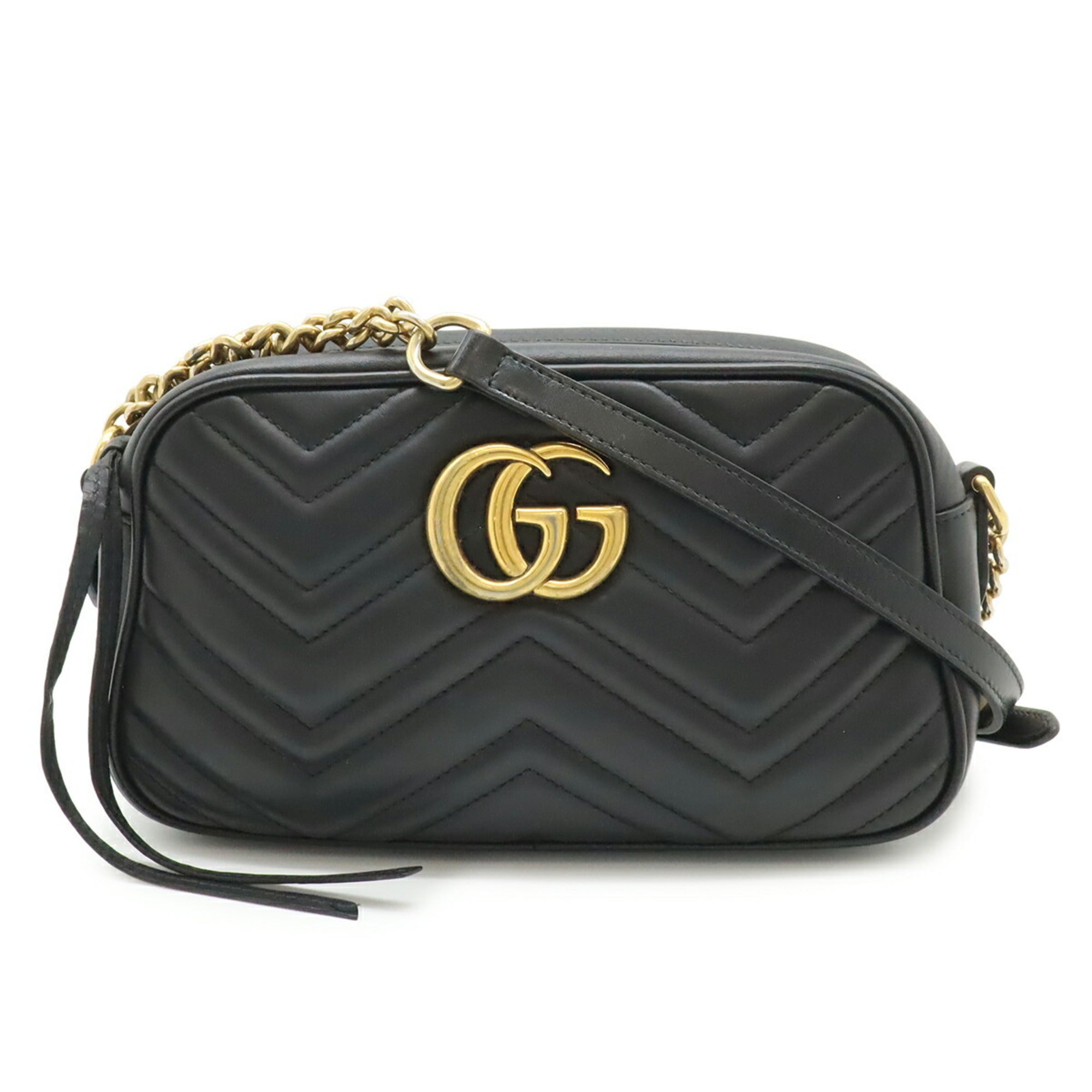 Gucci Gg Marmont Black Leather Shoulder Bag (Pre-Owned)