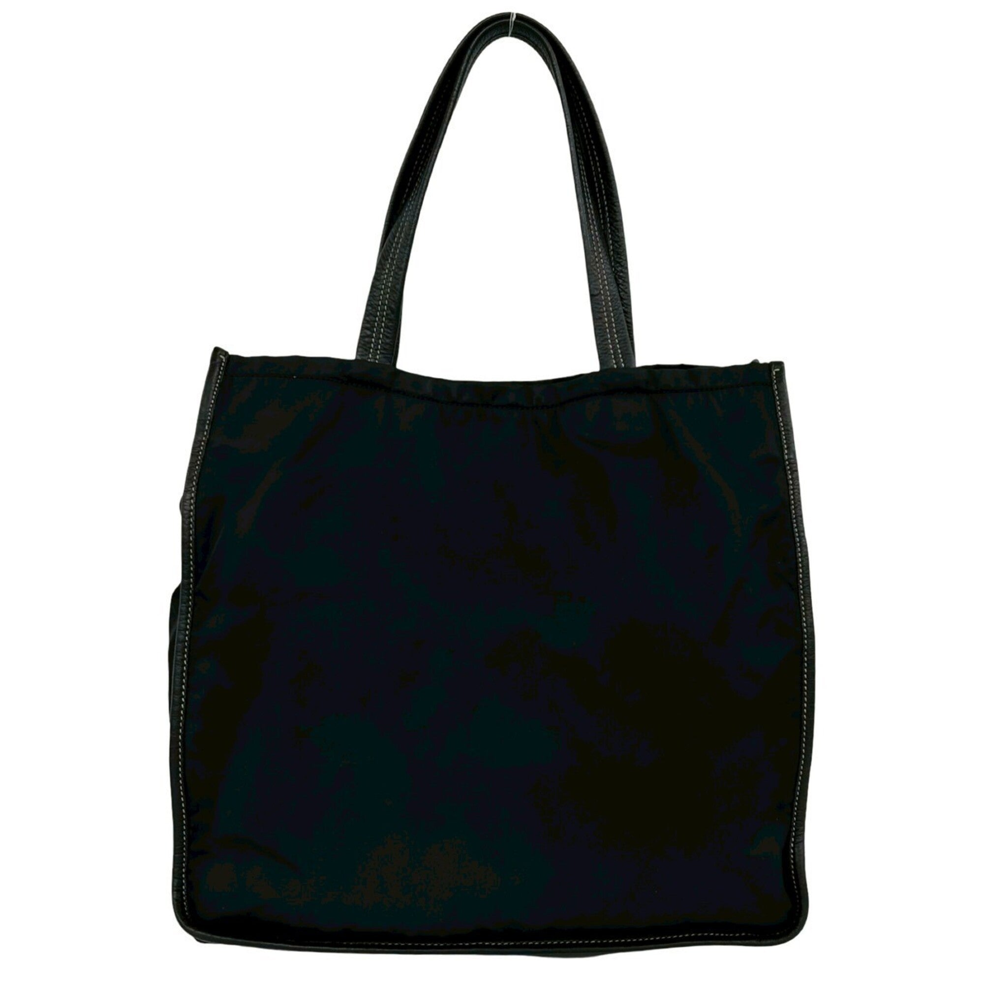 Prada Black Nylon Leather Handbag Tote Bag (Pre-Owned)