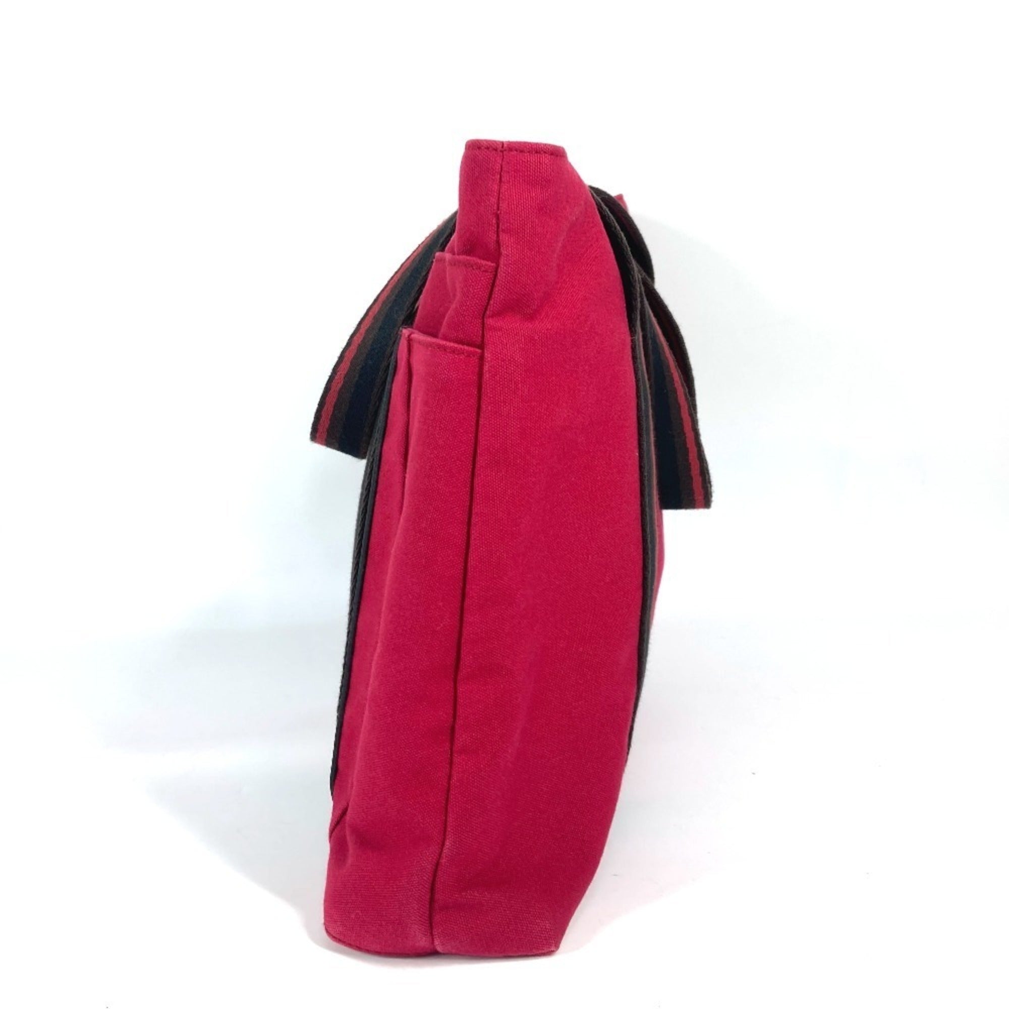 Hermes Black Red Color Canvas Shoulder Bag Tote Bag (Pre-Owned)