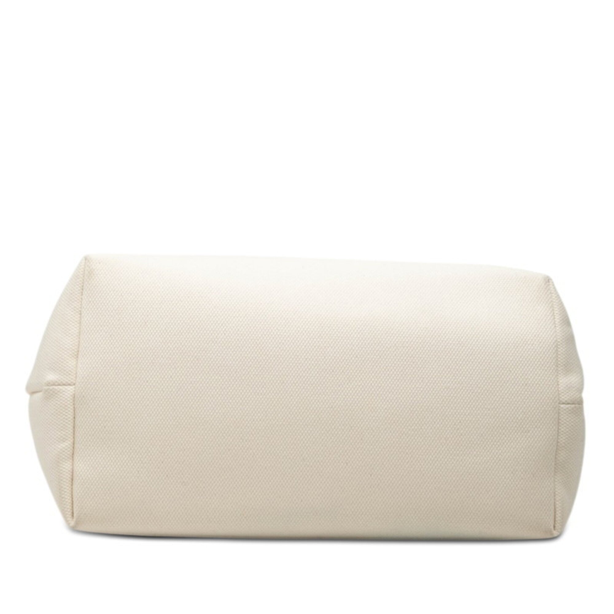 Celine Brown White Canvas Leather Tote Bag (Pre-Owned)