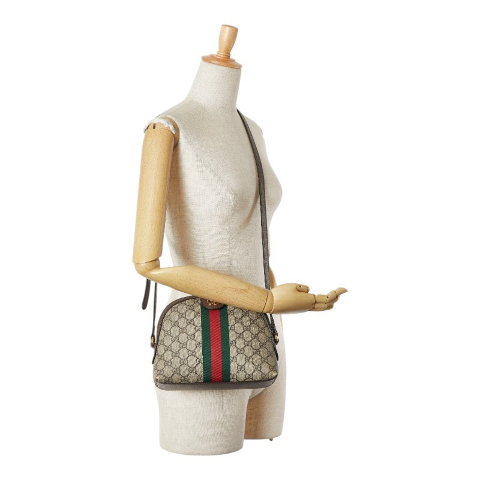 Gucci Ophidia Beige Brown Pvc Leather Shoulder Bag (Pre-Owned)