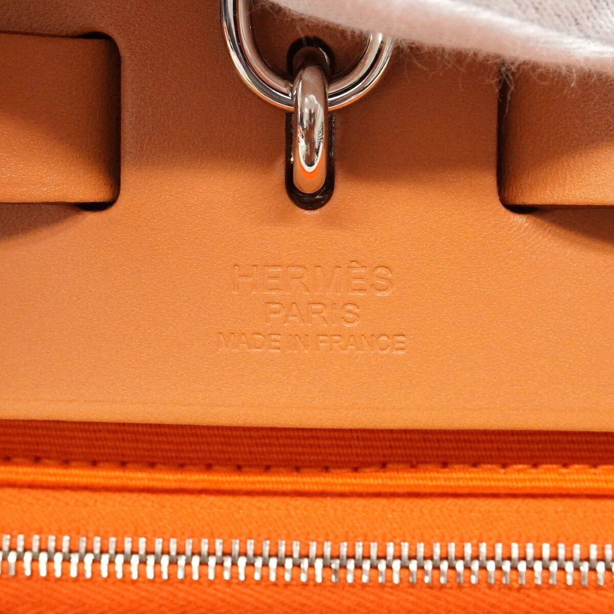Hermes Natural Orange Toile Officier Handbag (Pre-Owned)