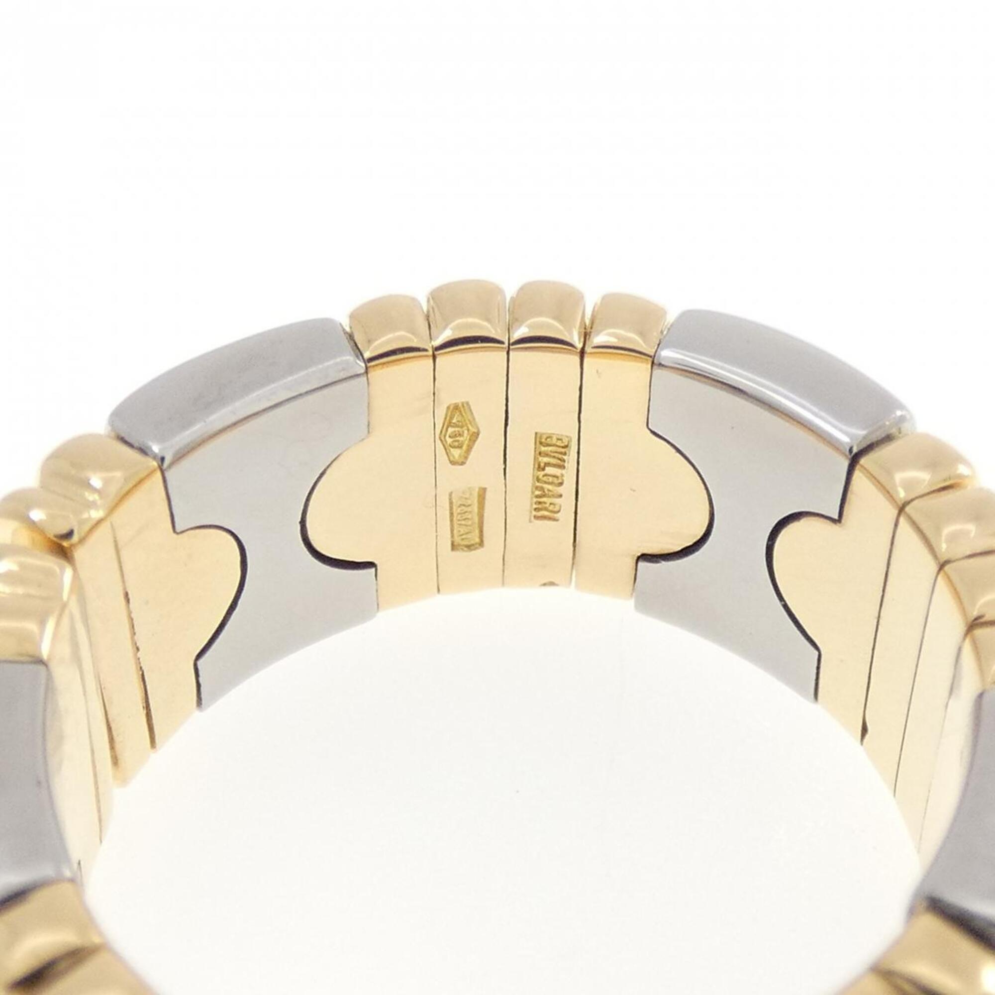 Bvlgari Silver Yellow Gold Yellow Gold (18K) Stainless Steel Band Ring (Pre-Owned)