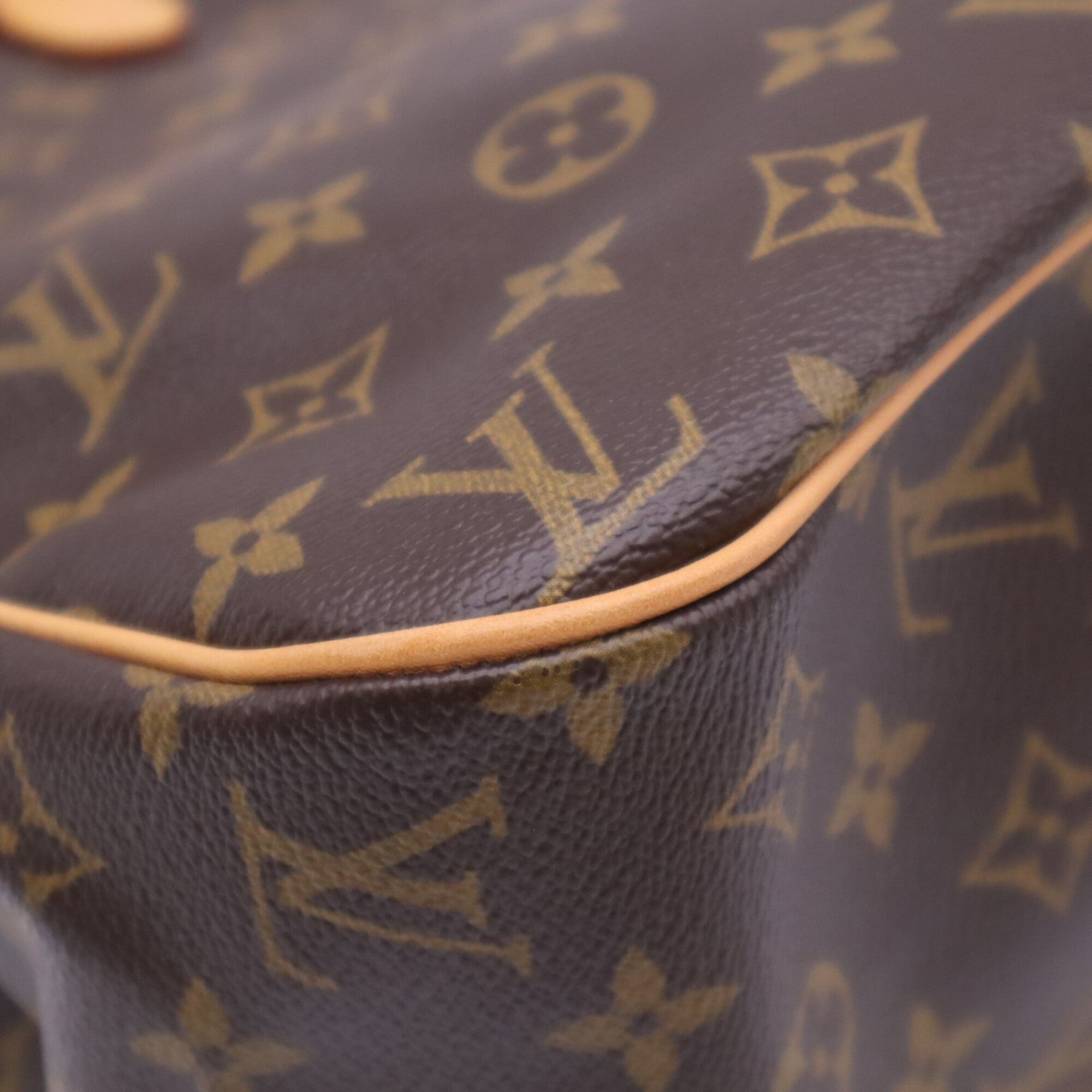 Louis Vuitton Monogram Beige Brown Coated Canvas Leather Handbag (Pre-Owned)