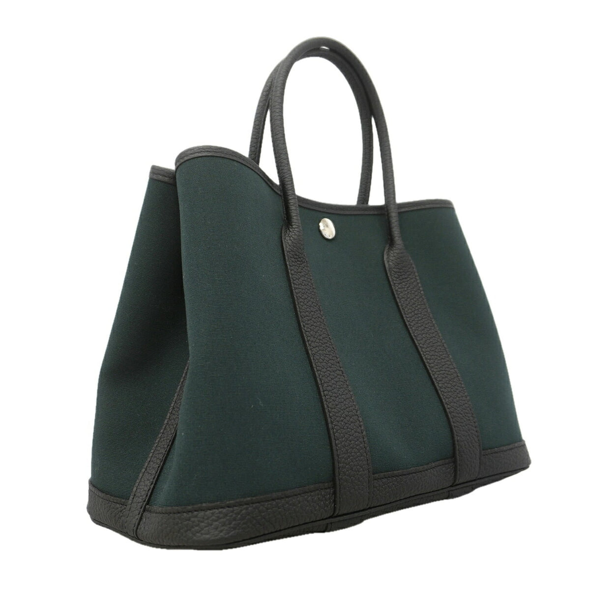 Hermes Black Khaki Toile Officier Negonda Leather Tote Bag (Pre-Owned)
