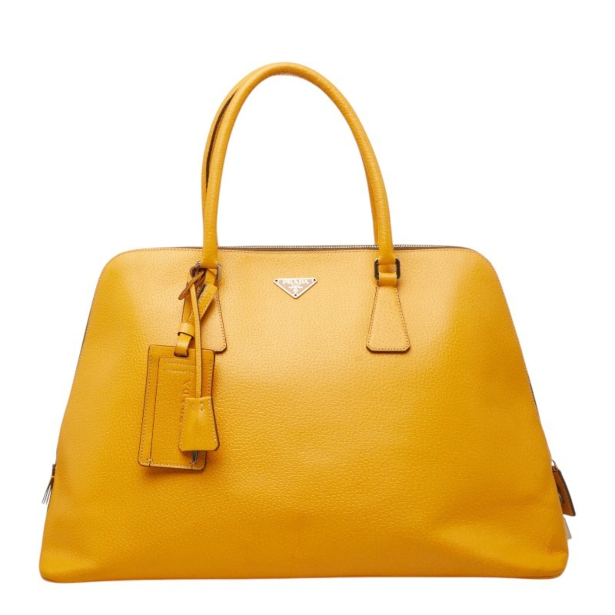 Prada Yellow Leather Boston Bag Handbag (Pre-Owned)
