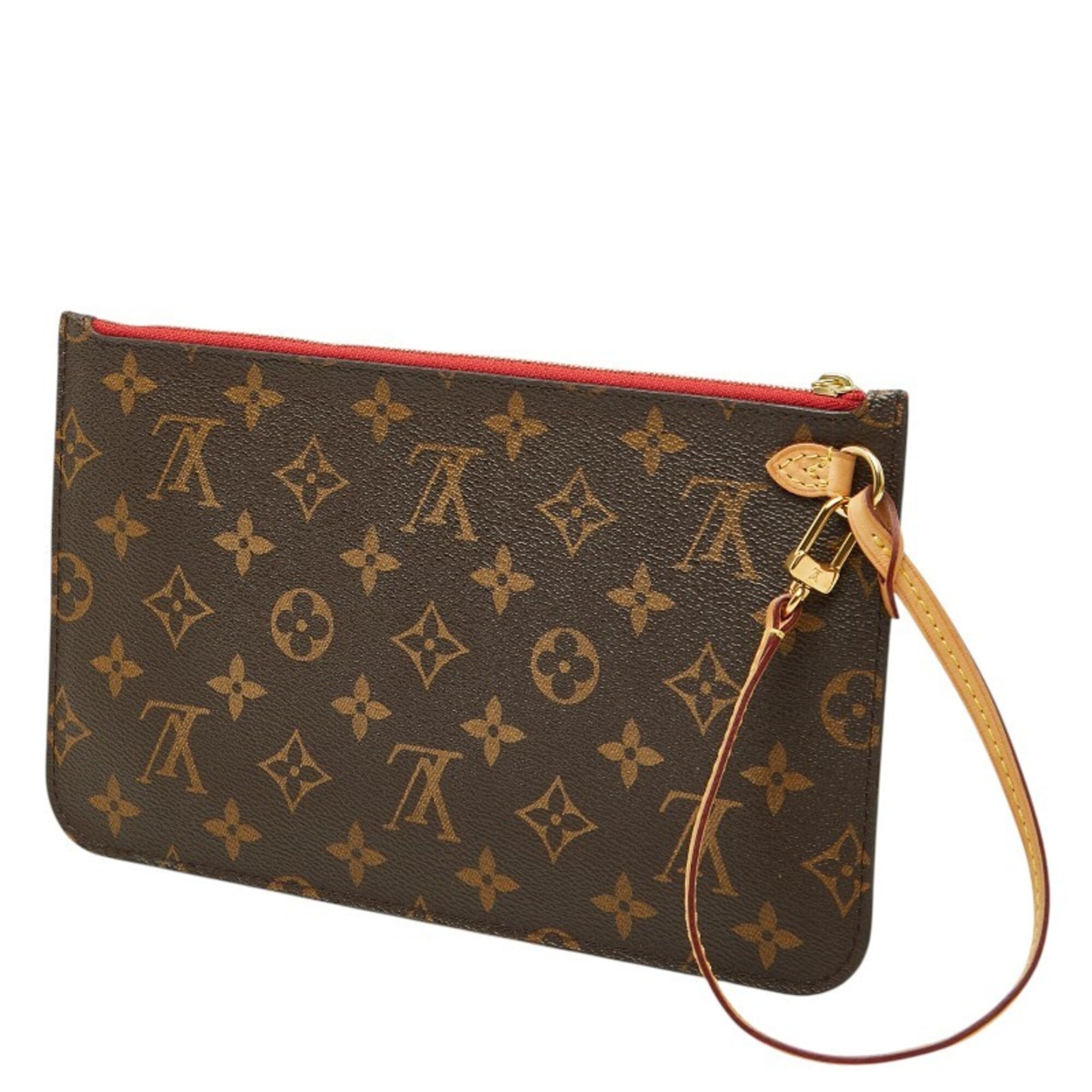 Louis Vuitton Brown Cerise Red Color Pvc Leather Clutch Bag Handbag Pouch (Pre-Owned)
