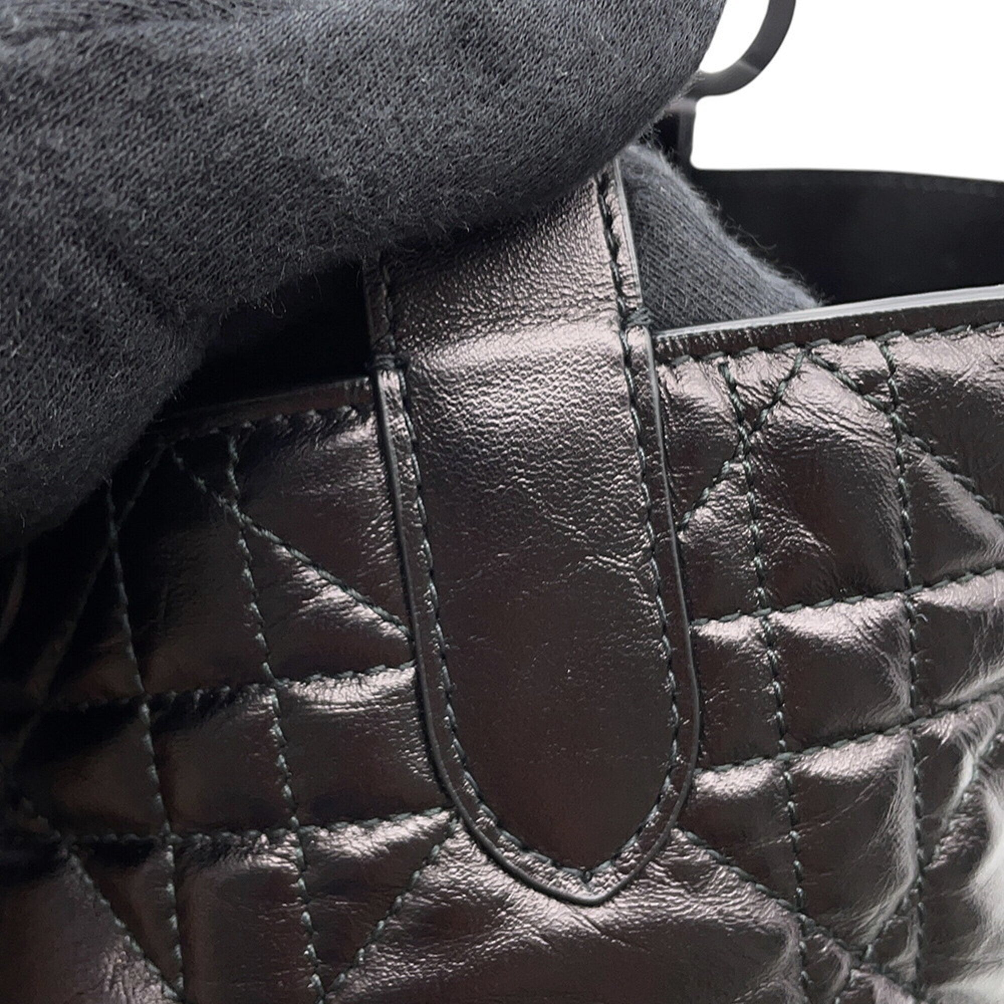 Christian Dior Metallic Black Leather Handbag (Pre-Owned)