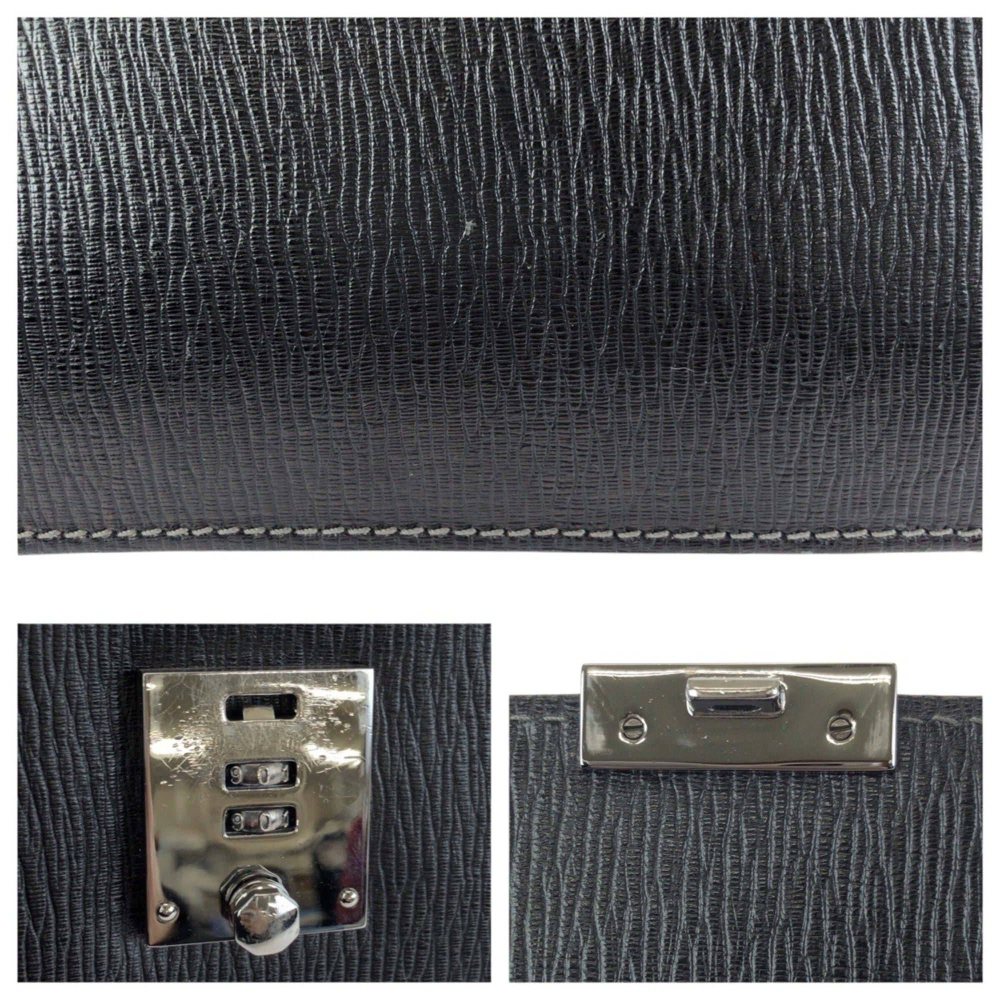 Salvatore Ferragamo Black Leather Clutch Bag (Pre-Owned)