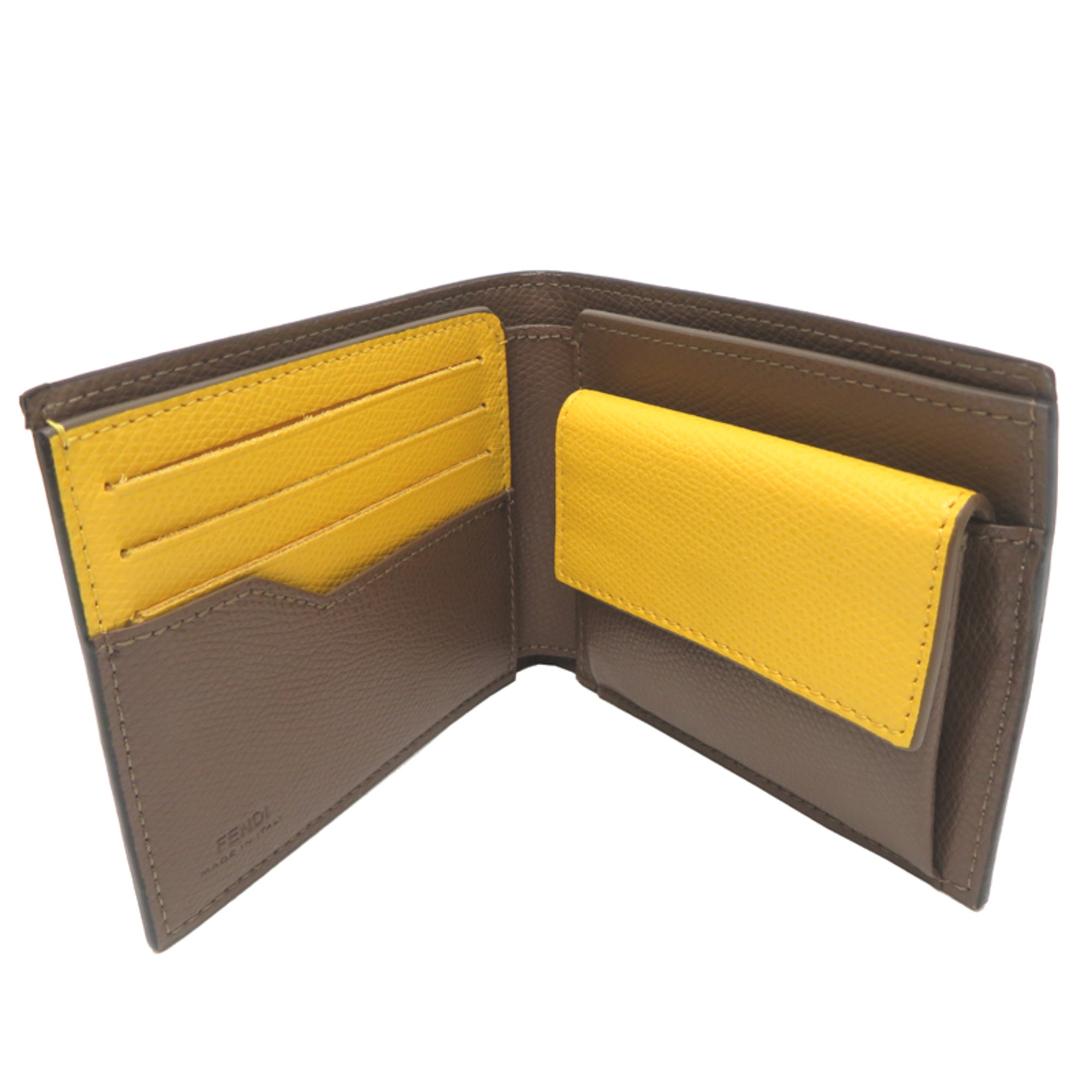 Fendi Brown Yellow Pvc Leather Wallet (Bi-Fold) (Pre-Owned)