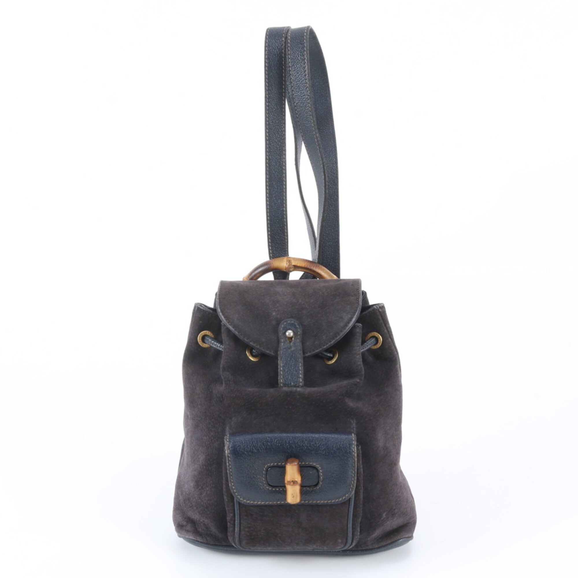 Gucci Navy Leather Backpack Shoulder Bag (Pre-Owned)