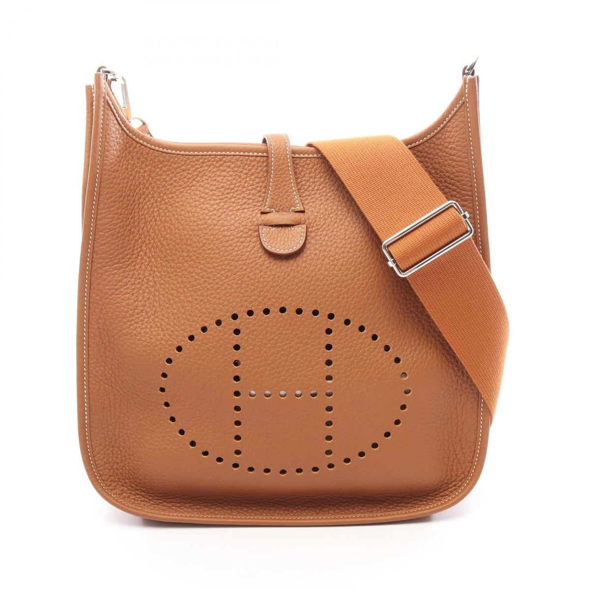 Hermes Brown Gold Taurillon Clemence Leather Leather Handbag Shoulder Bag (Pre-Owned)
