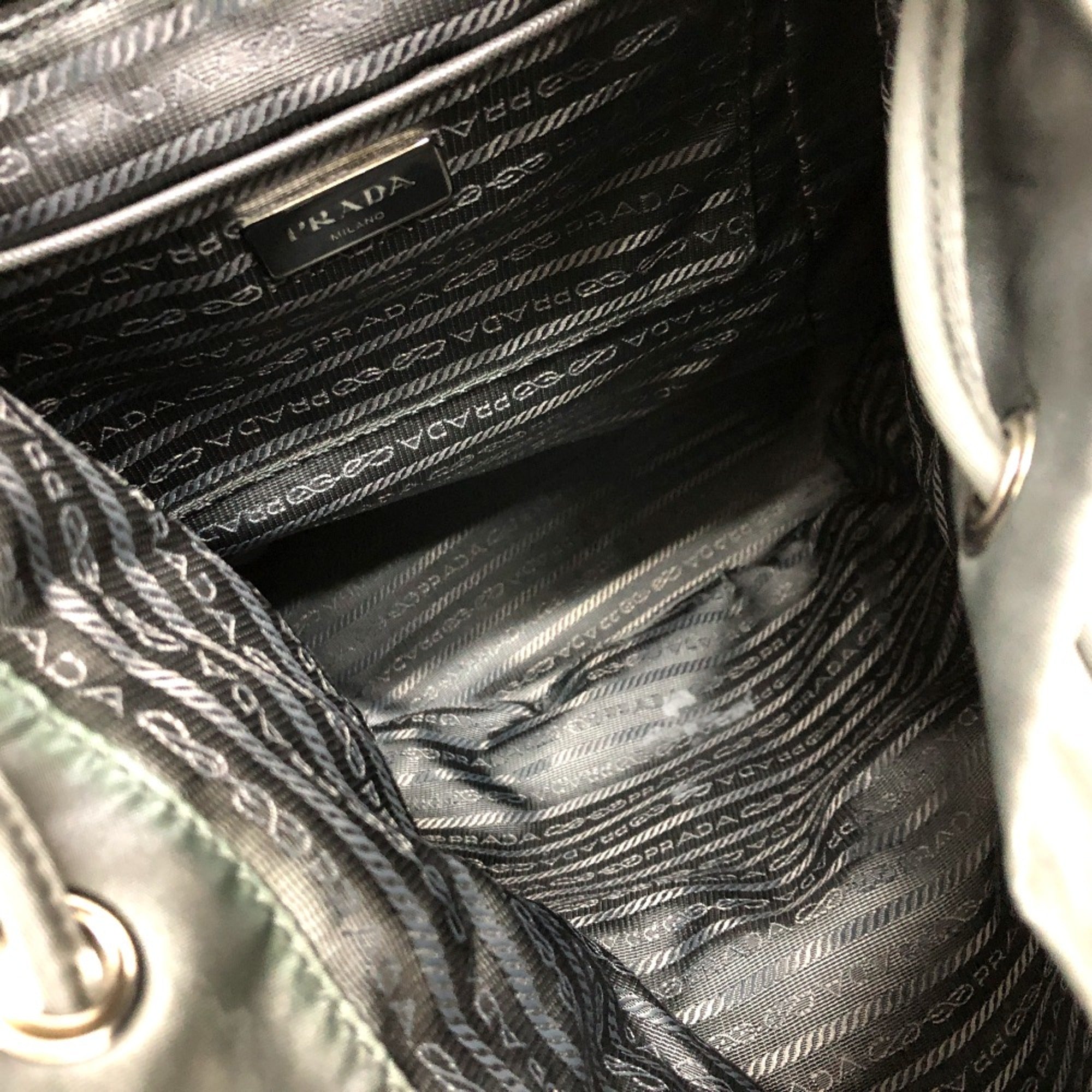 Prada Gray Leather Backpack (Pre-Owned)