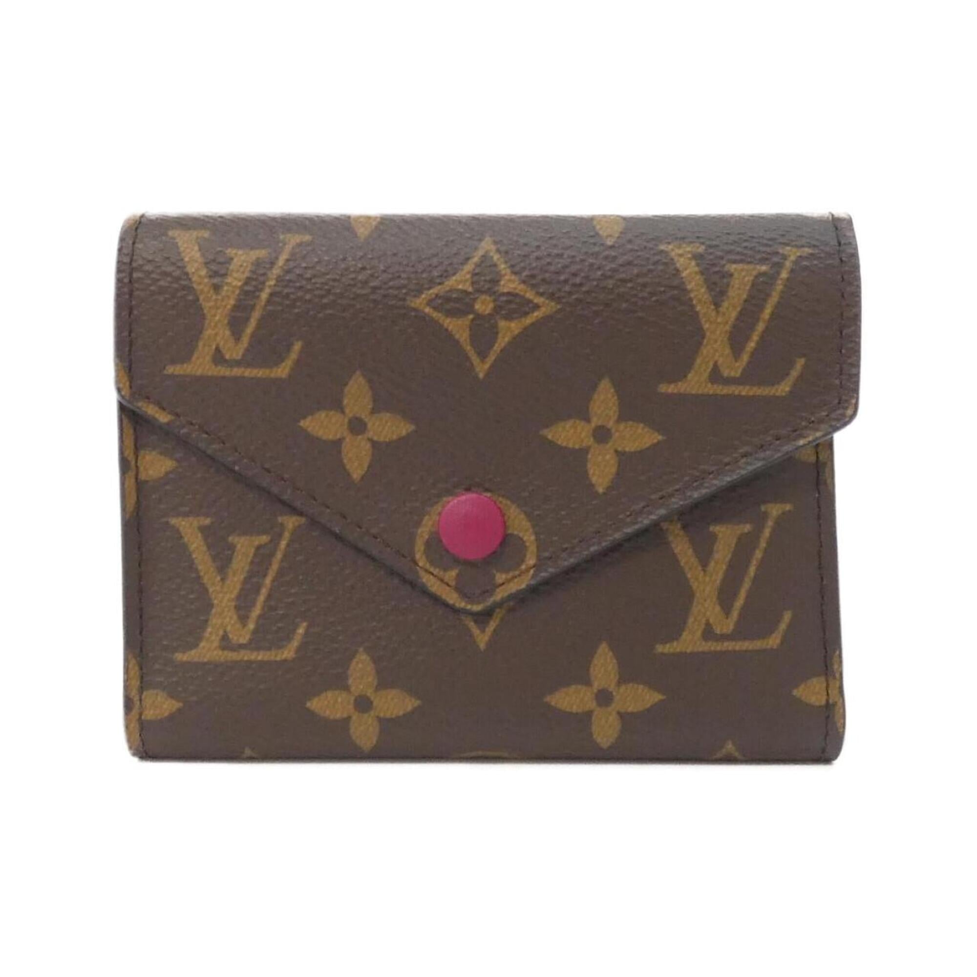 Louis Vuitton Monogram Fuchsia Marron Coated Canvas Wallet (Tri-Fold) (Pre-Owned)
