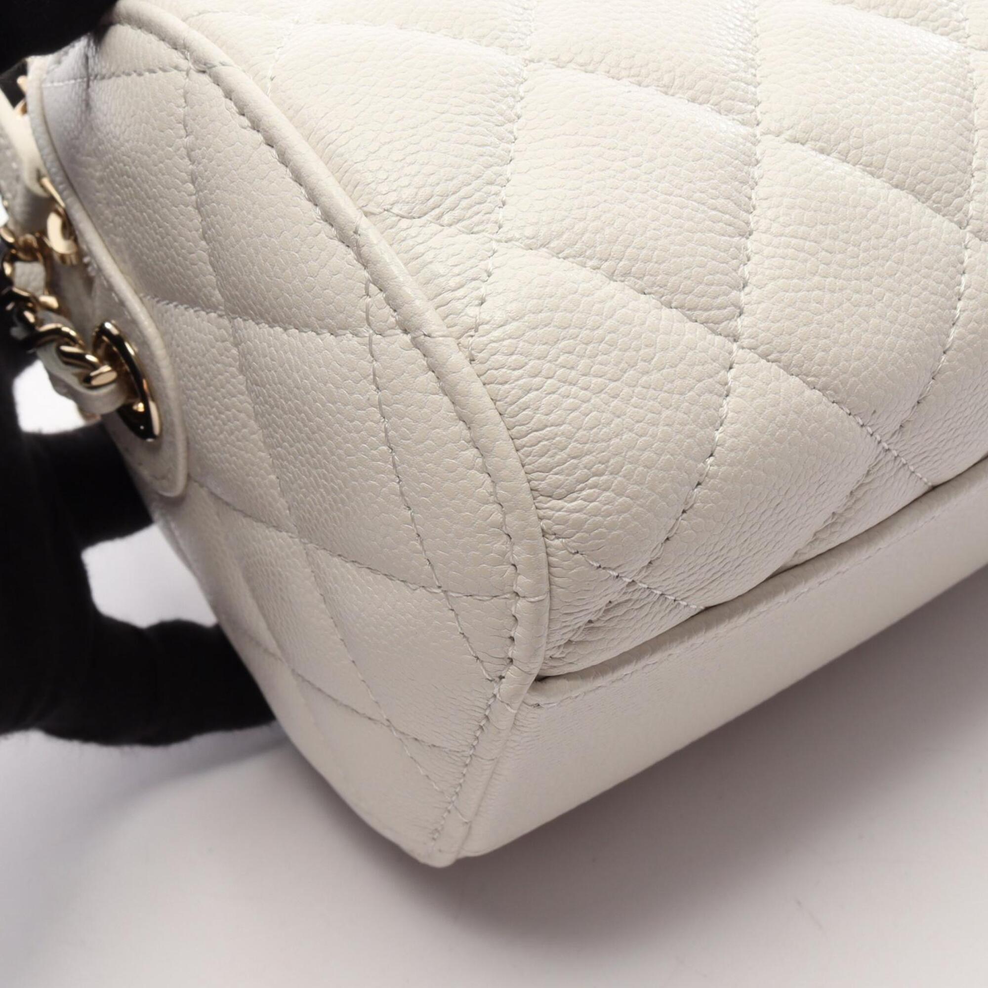 Chanel White Grained Calfskin Handbag Shoulder Bag (Pre-Owned)