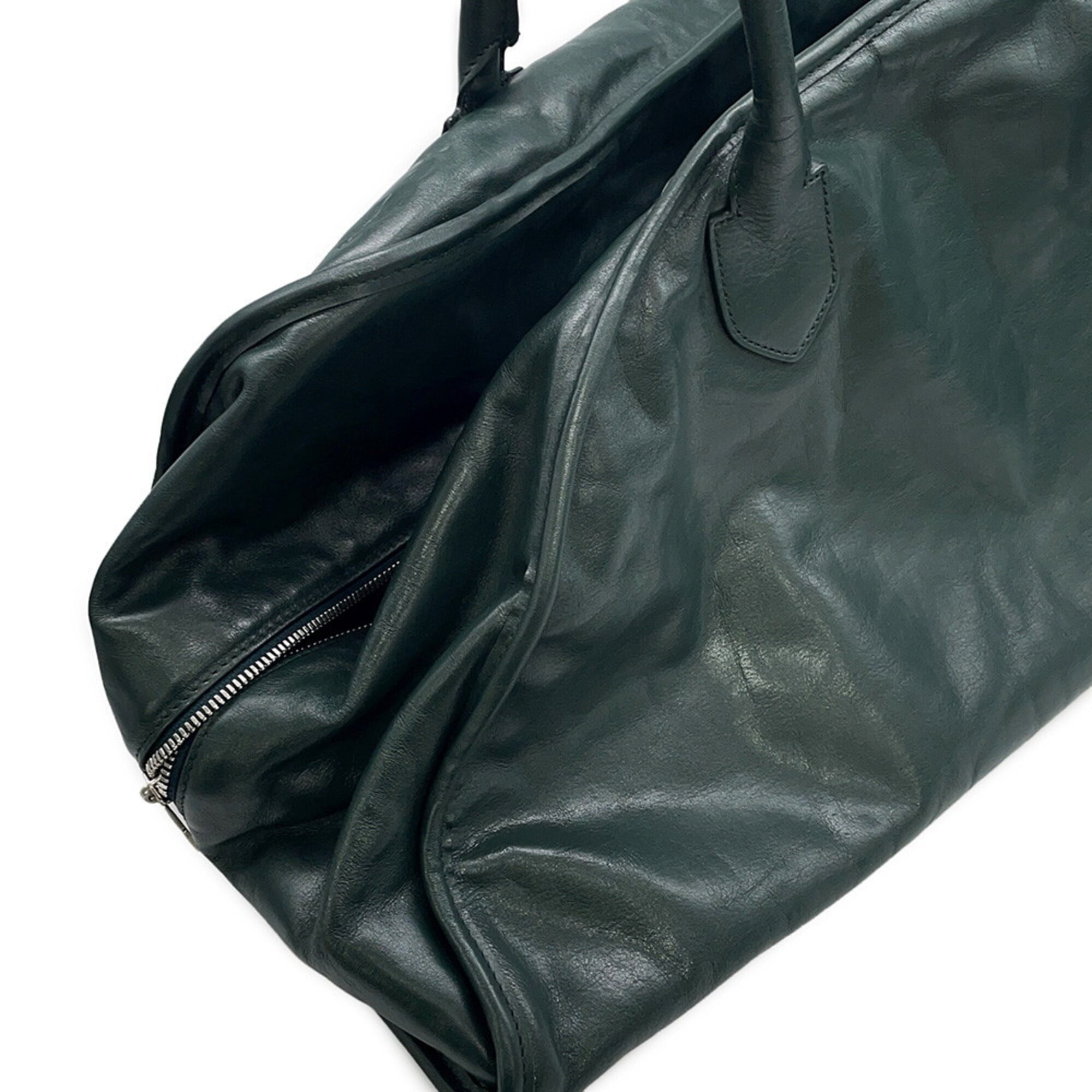Burberry Blue Dark Green Leather Handbag Shoulder Bag (Pre-Owned)