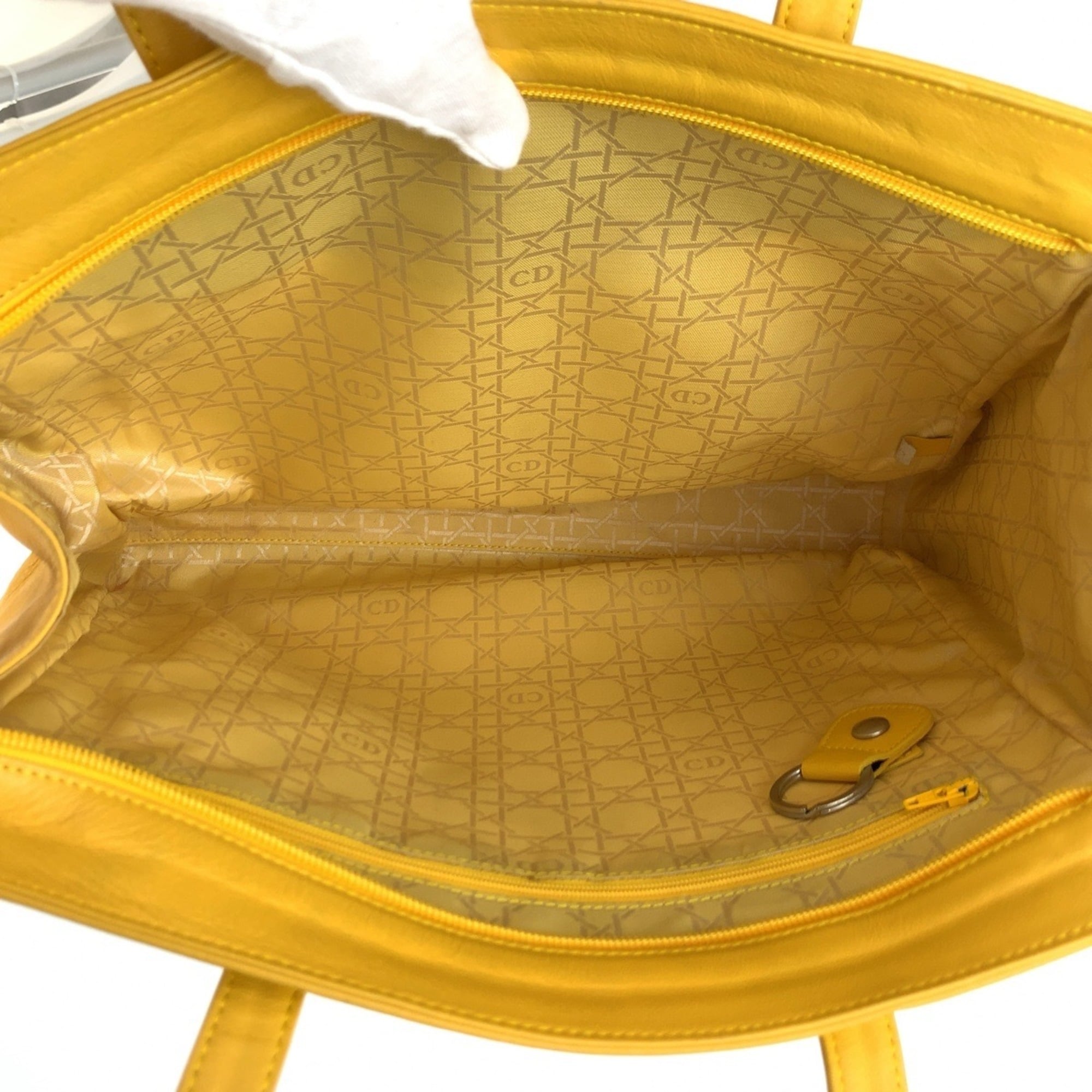 Christian Dior Yellow Leather Shoulder Bag Tote Bag (Pre-Owned)