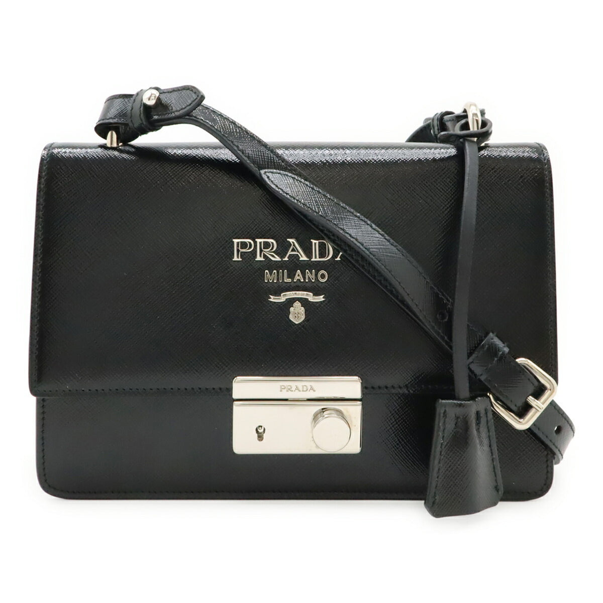 Prada Black Nero Leather Clutch Bag Shoulder Bag (Pre-Owned)
