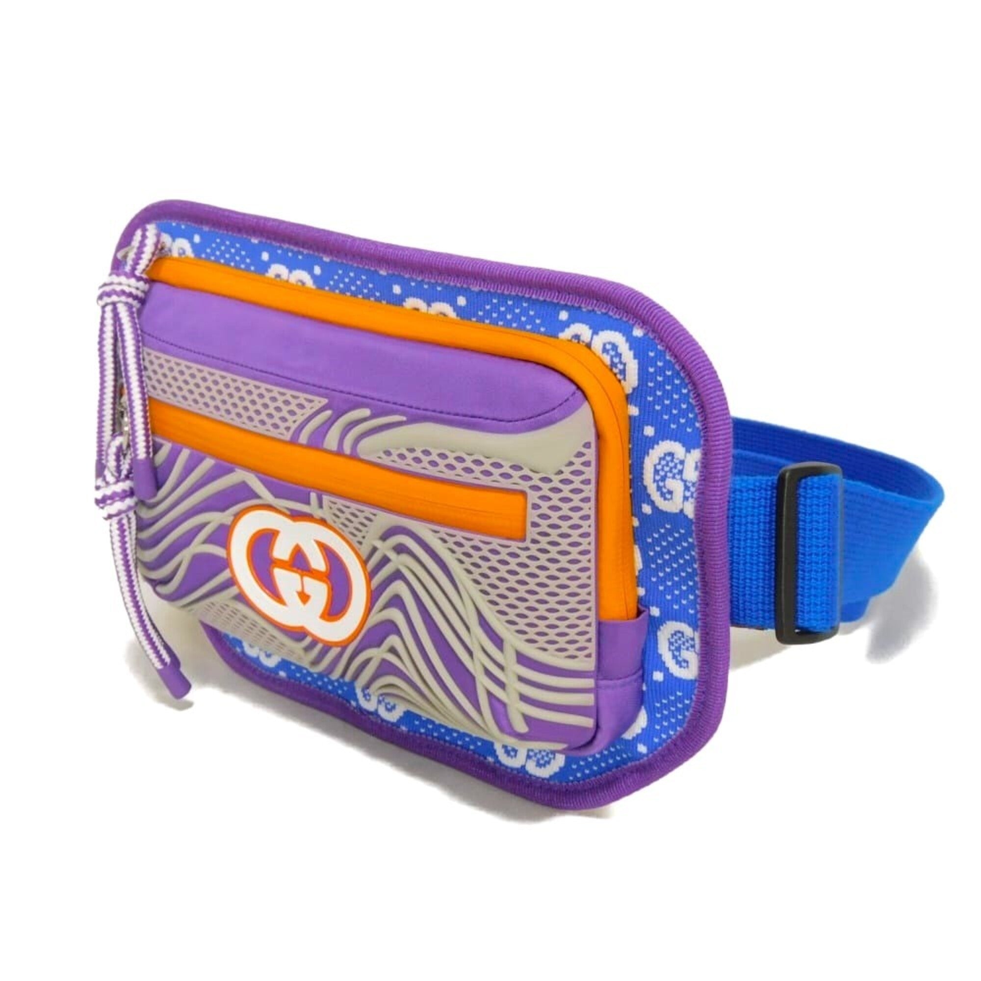 Gucci Blue Gray Orange Nylon Jersey Fanny Pack (Pre-Owned)