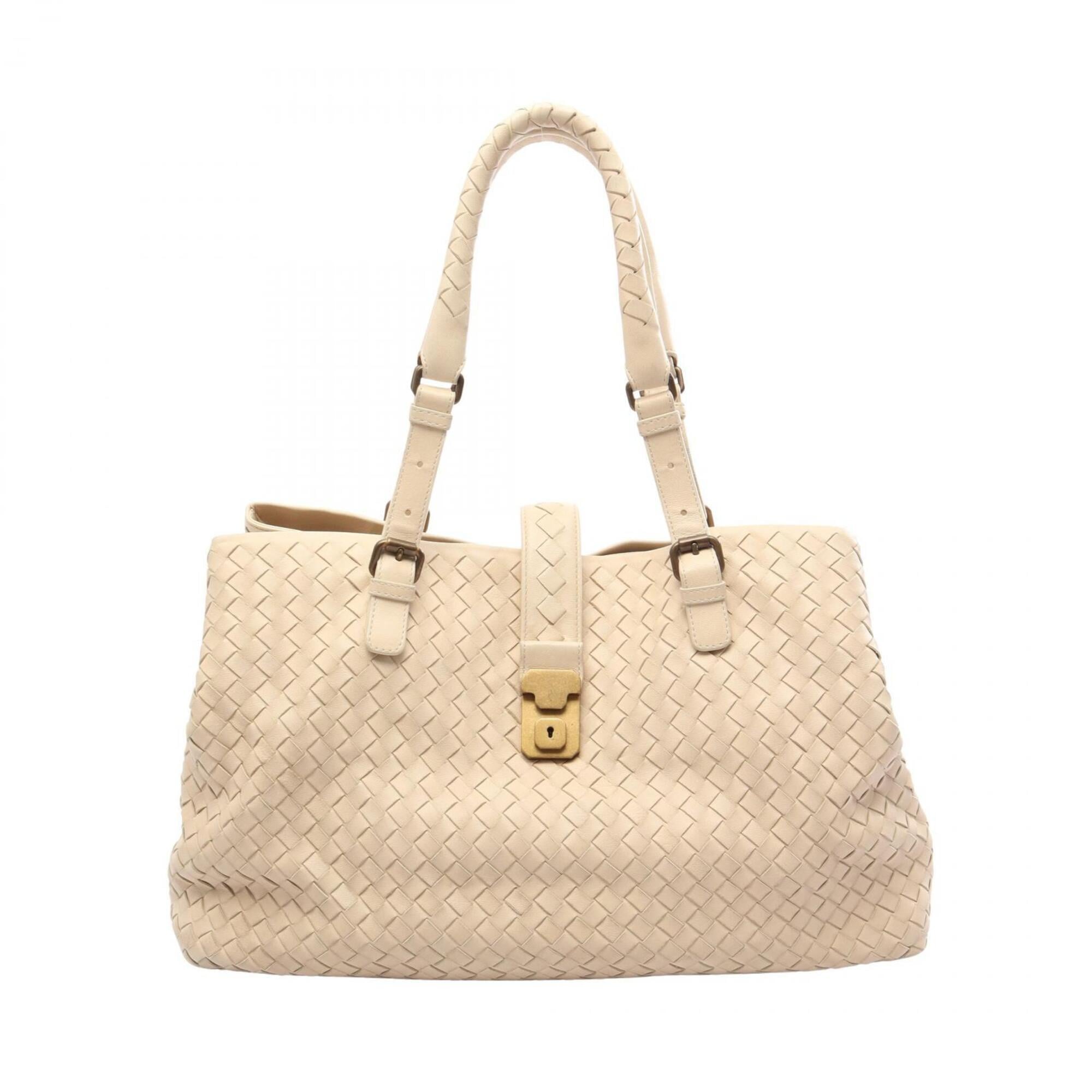 Bottega Veneta Intrecciato Beige Leather Handbag Tote Bag (Pre-Owned)