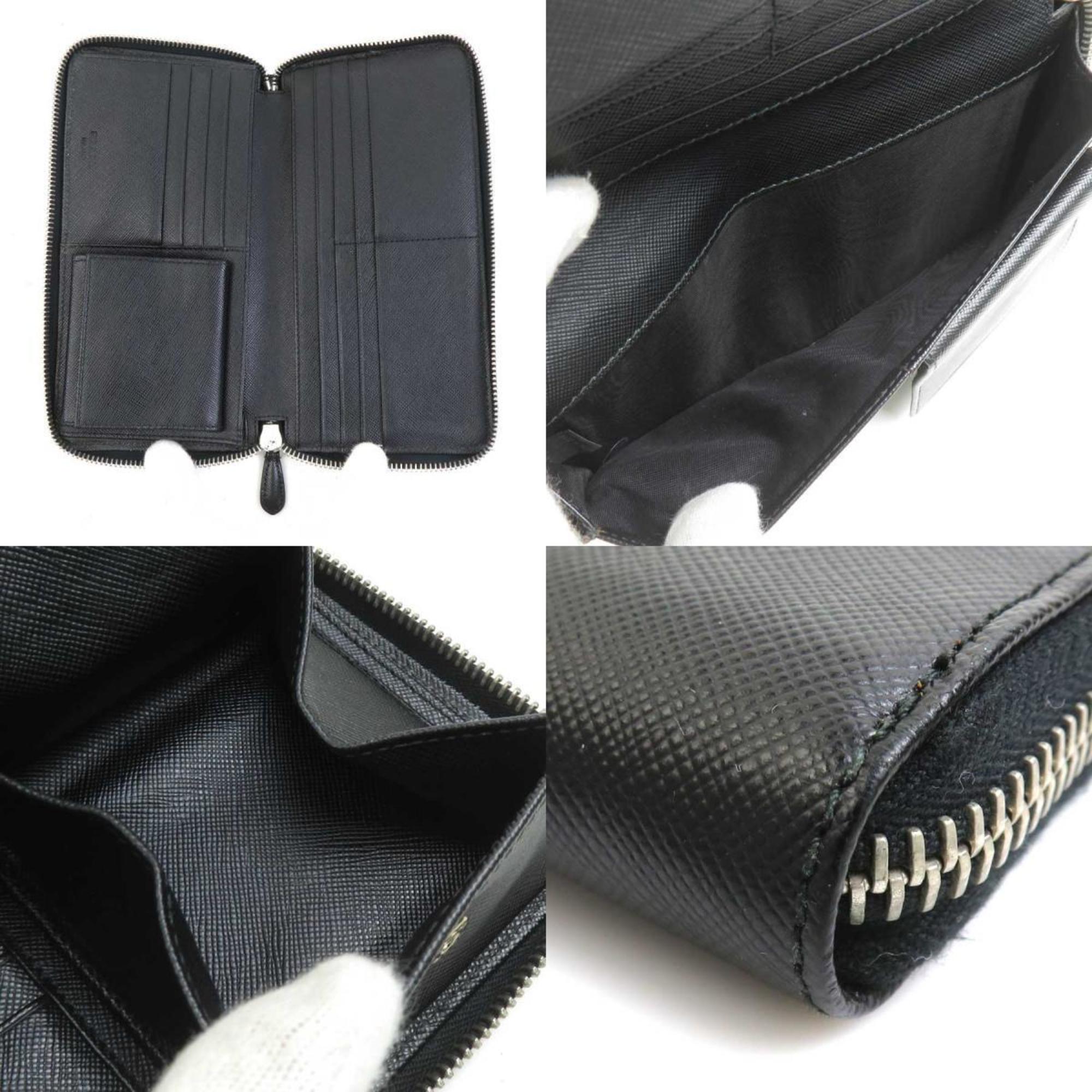 Prada Black Leather Long Wallet (Bi-Fold) (Pre-Owned)