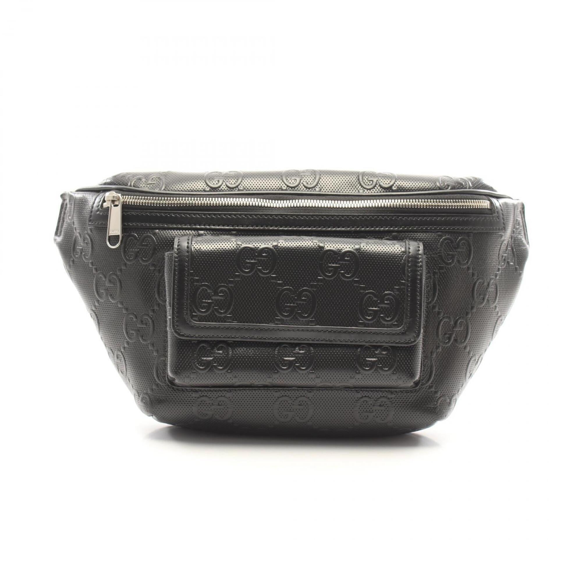 Gucci Black Leather Fanny Pack Handbag (Pre-Owned)