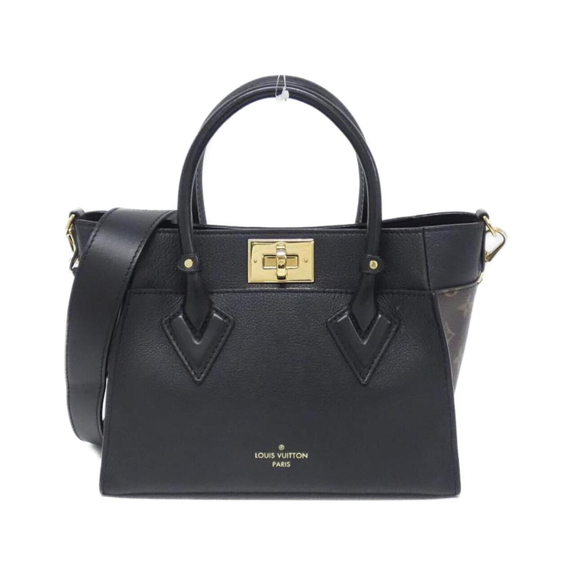 Louis Vuitton Black Leather Coated Canvas Handbag (Pre-Owned)
