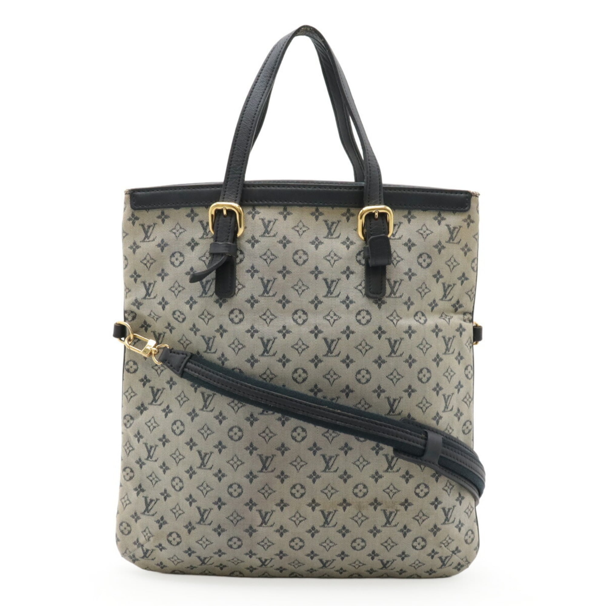Louis Vuitton Blue Canvas Leather Handbag Shoulder Bag Tote Bag (Pre-Owned)