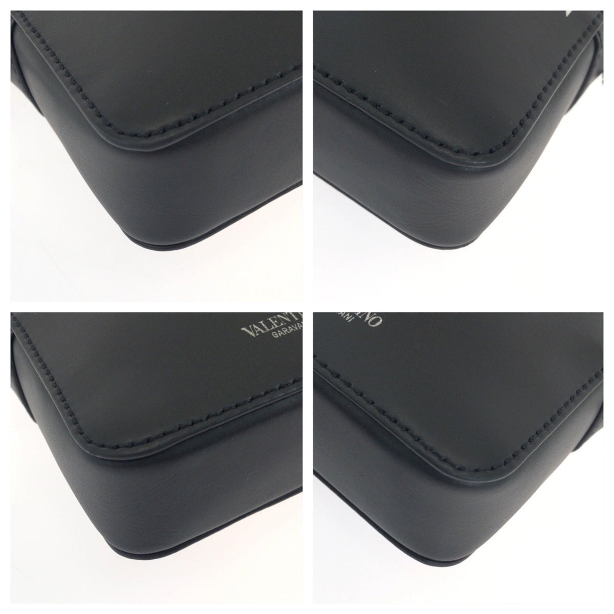 Valentino Black White Leather Pochette Shoulder Bag (Pre-Owned)