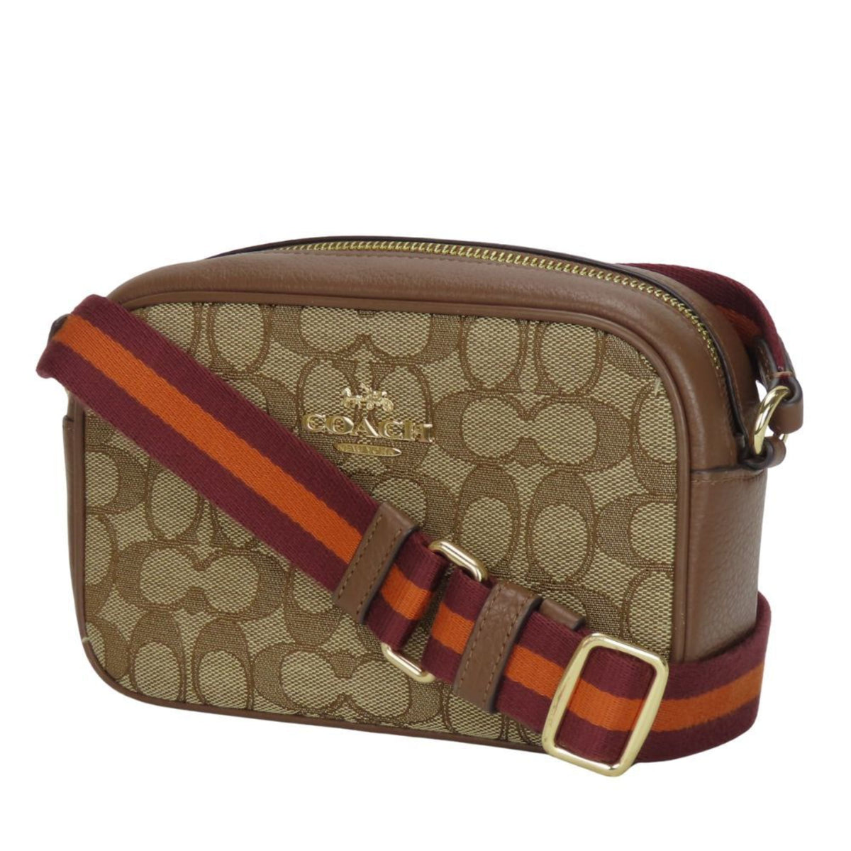 Coach Bordeaux Brown Canvas Leather Pochette Shoulder Bag (Pre-Owned)
