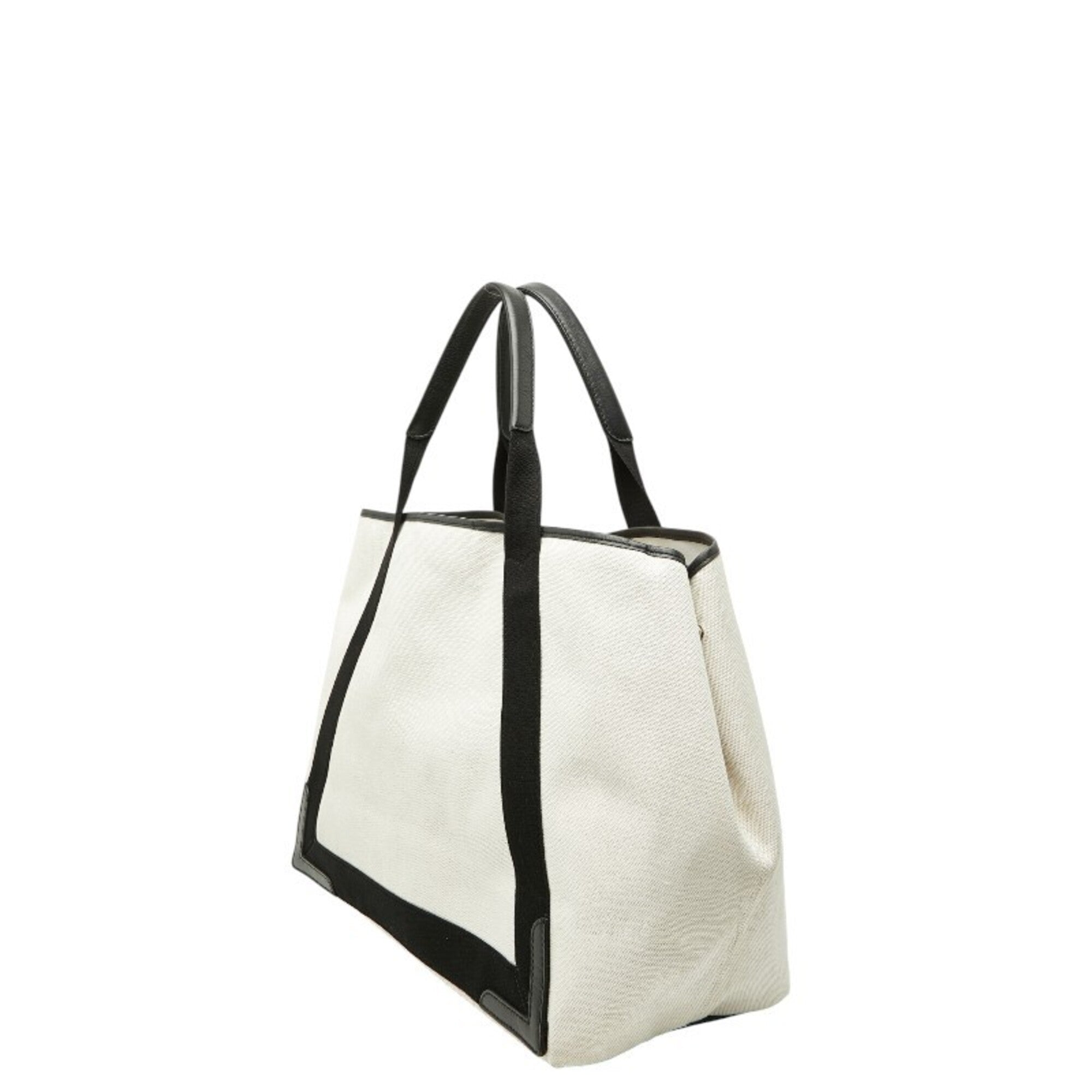 Balenciaga Black White Canvas Leather Handbag Tote Bag (Pre-Owned)