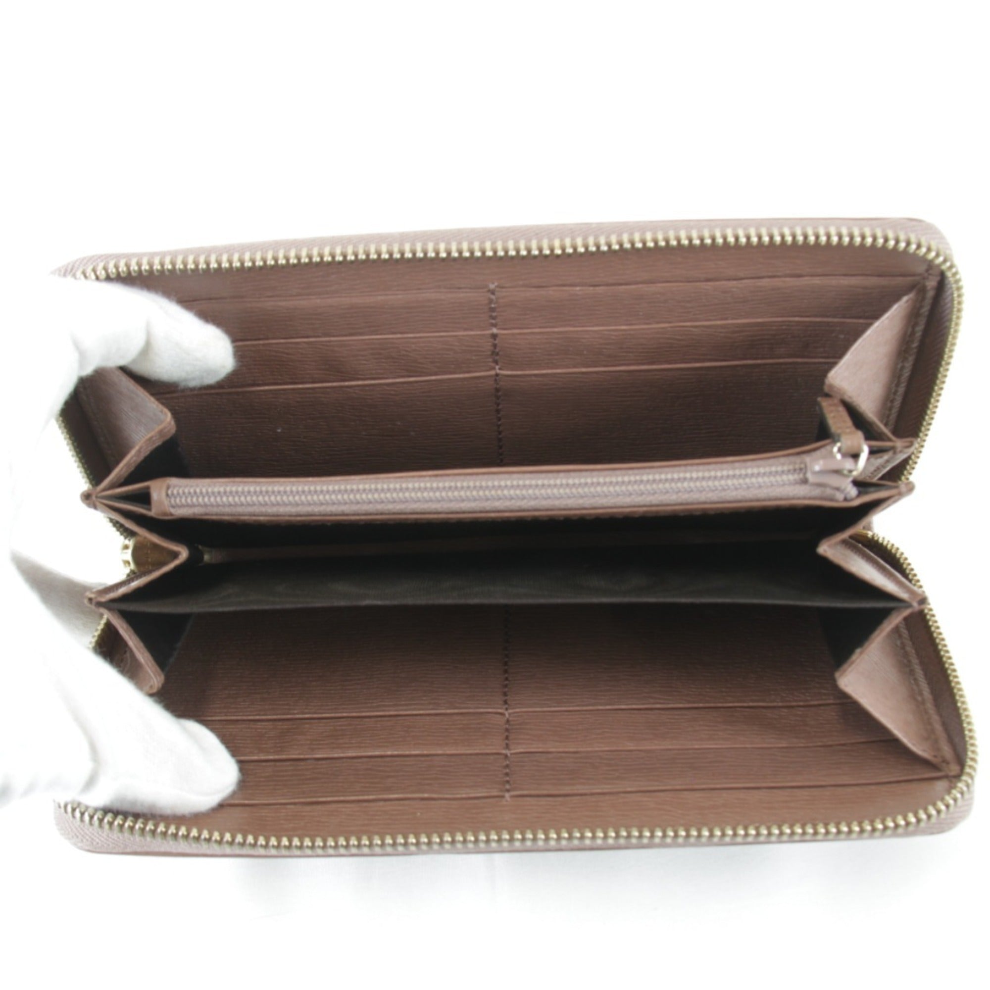 Gucci Gucci Interlocking Gray Beige Pink Leather Long Wallet (Bi-Fold) (Pre-Owned)